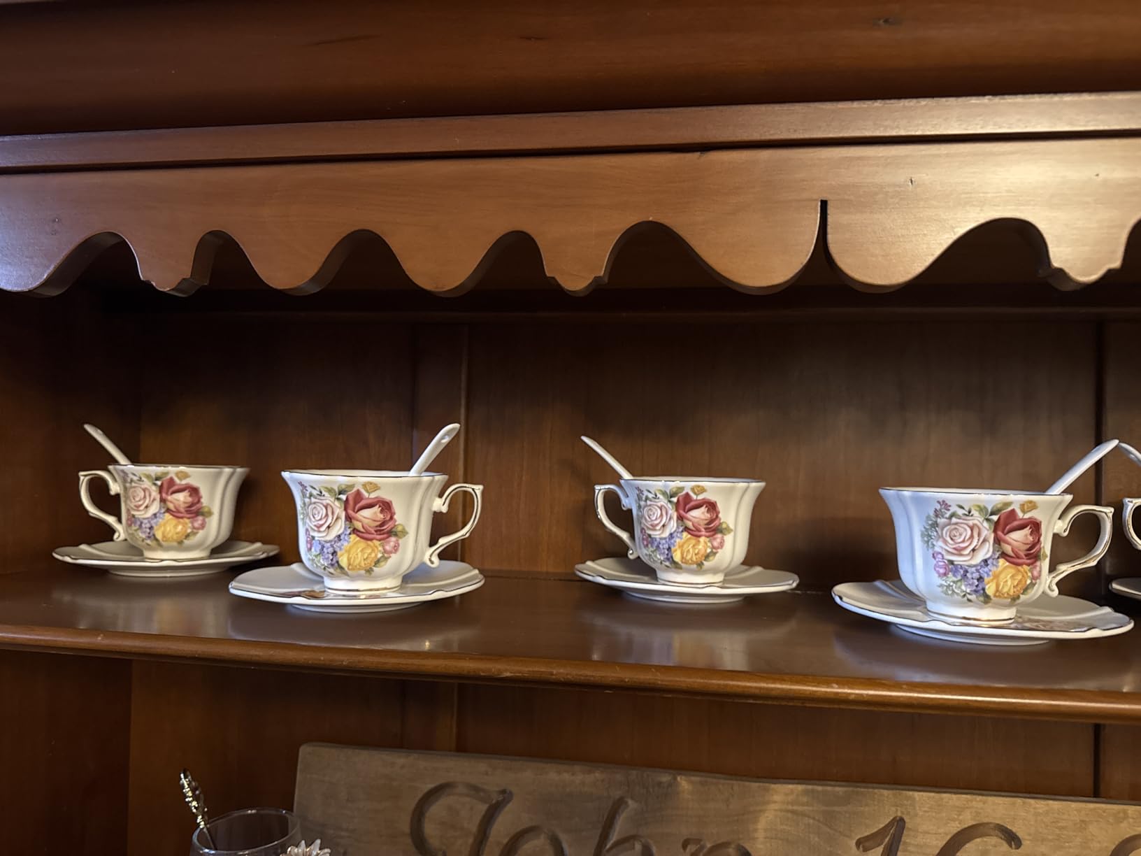 Pumtus Tea Cups and Saucers Set of 6, 8 OZ Vintage Ceramic Teacups with Spoon, Floral Rose British Coffee Mug, Elegant Bone China Cup Gift Set for Cappuccino, Espresso, Latte, Afternoon Tea Party customer photo 1