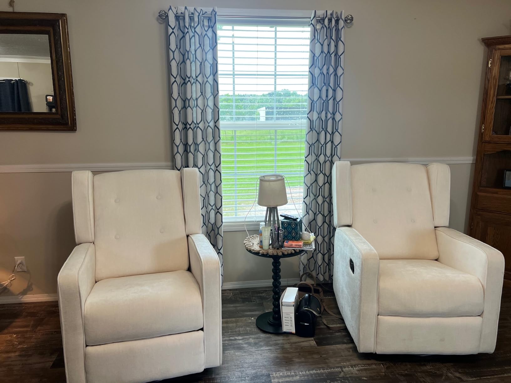 Swivel Rocker Recliner Chair, Nursery Glider Chair, Nursery Rocking Chairs, Manual Reclining Chair, White customer photo 1