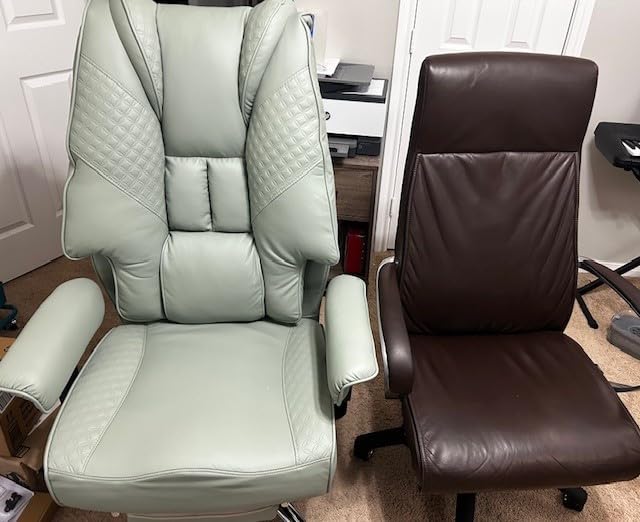 EXCEBET Big and Tall Office Chair 400lbs Wide Seat, Leather High Back Executive Office Chair with Foot Rest, Ergonomic Chairs Lumbar Support for Lower Back Pain Relief (Black) customer photo 1