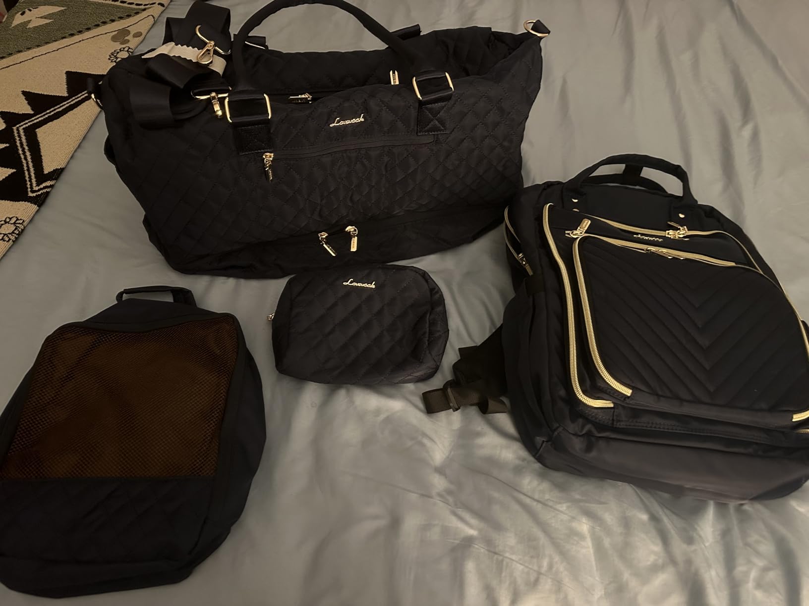 Travel Duffle Bag for Women, Weekender Overnight Bag with Shoe Compartment, Carry on Bag with Toiletry Bag, Gym Duffel Bag with Wet Pocket, Hospital Bags for Labor and Delivery 3 Pcs Set customer photo 1