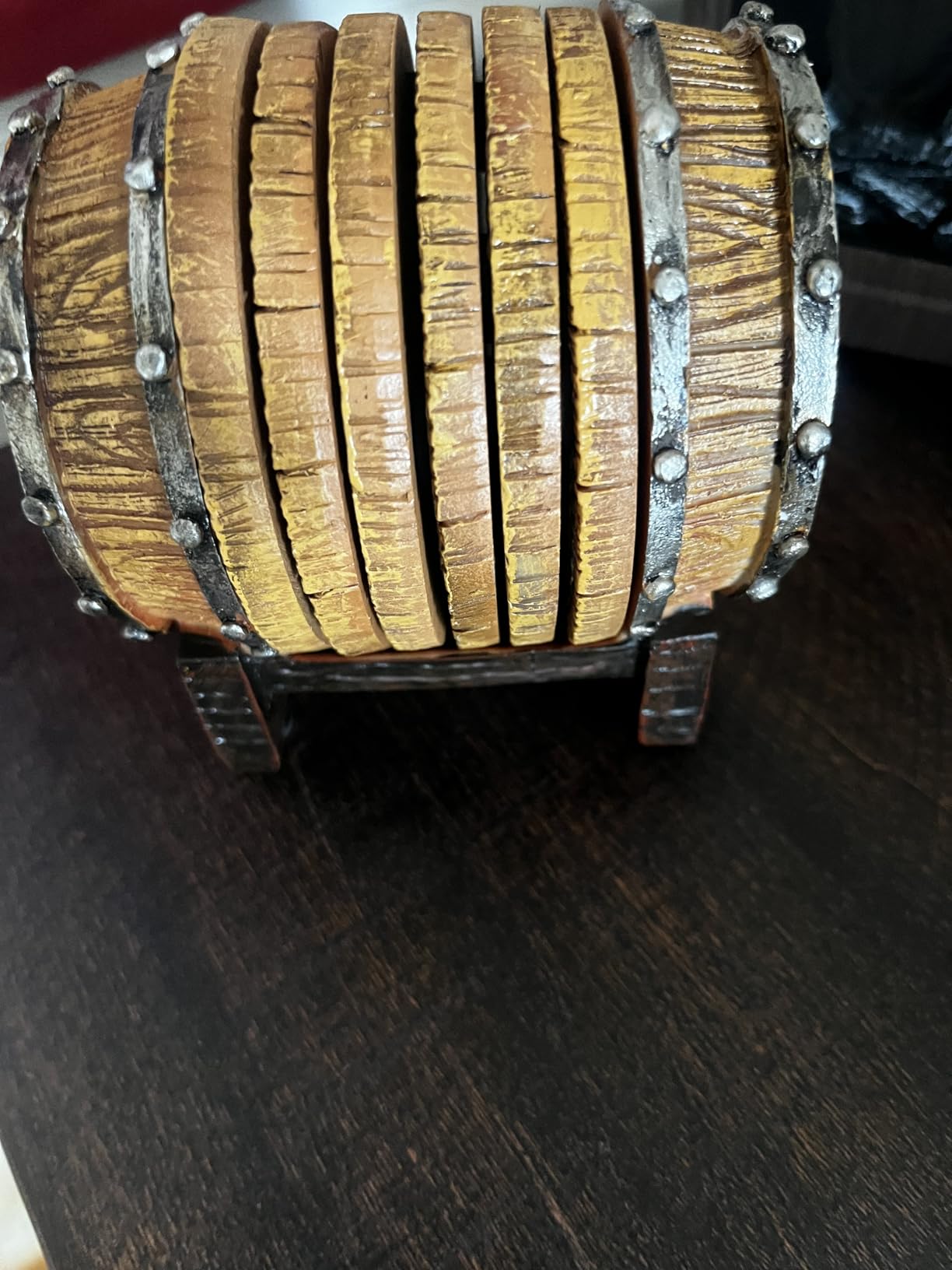 Cabin Obsession Whiskey Barrel Coaster Set - Handcrafted 6 Full Size Whiskey Coasters with Barrel Style Holder customer photo 1