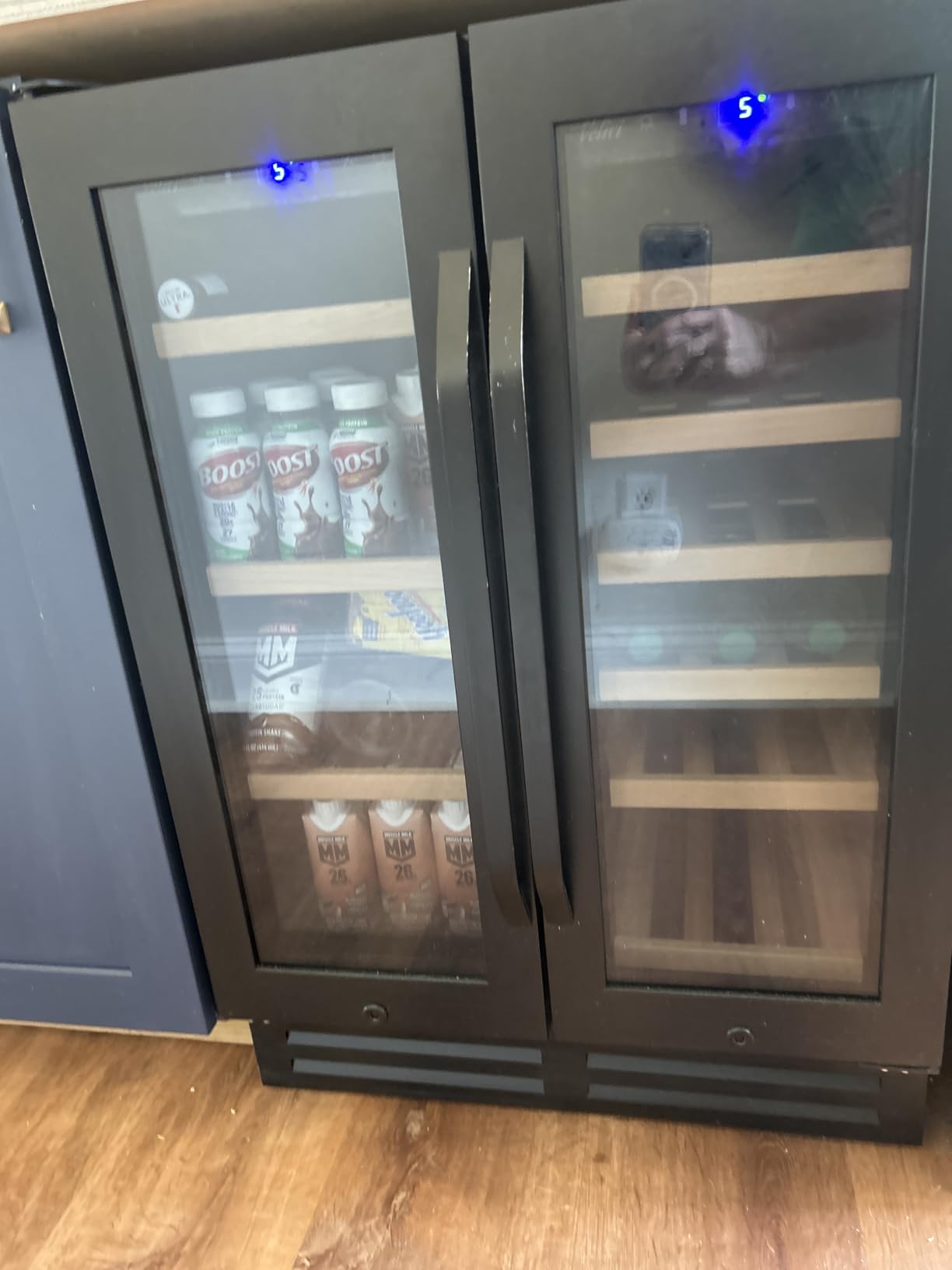 Velivi 24'' Wine and Beverage Refrigerator UnderCounter Fridge Dual Zone | Black Built-In or Freestanding Fridge with Glass Door&Lock, 18 Bottles and 68 Cans Large Capacity for Beer Soda Drink customer photo 2