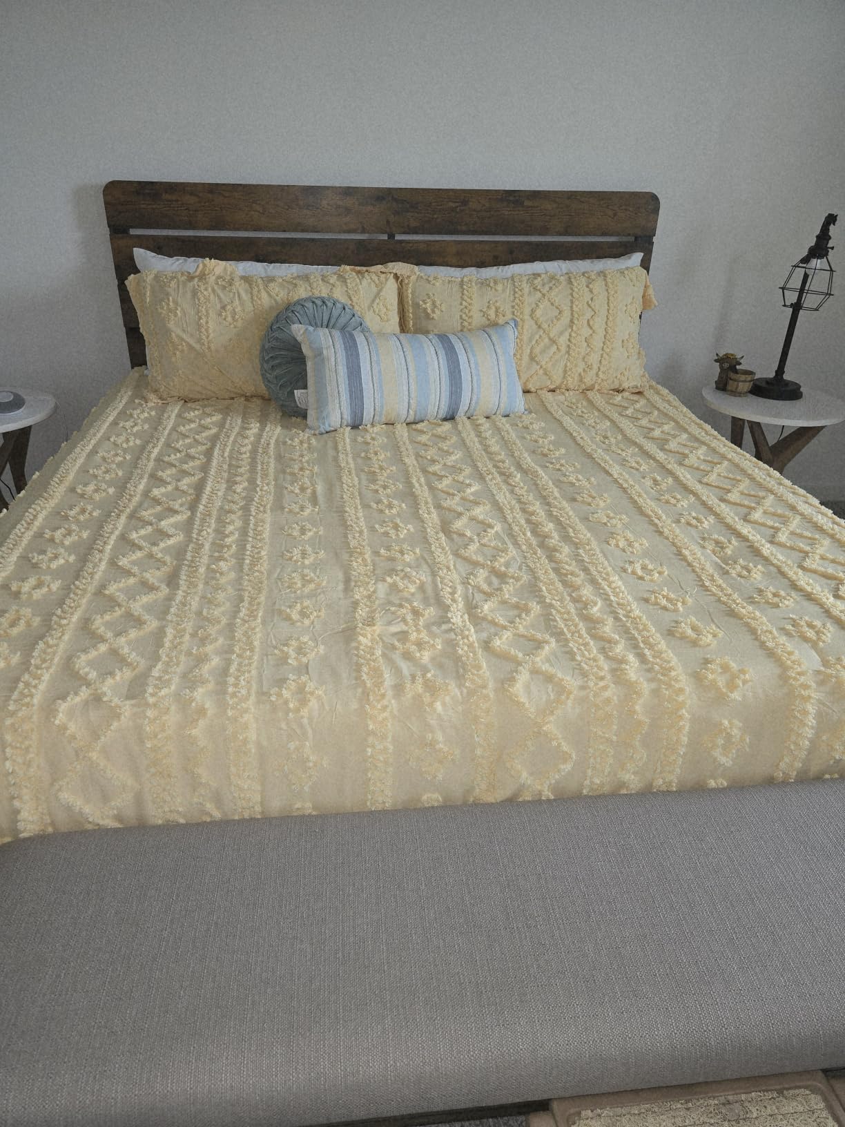 Bedsure Tufted Boho Comforter Set Queen Size - Beige Boho Bed Set, GentleSoft 3 Pieces Farmhouse-Style Embroidery Bedding, Gifts for Woman, Soft Jacquard Kids' Queen Comforter for All Seasons customer photo 1