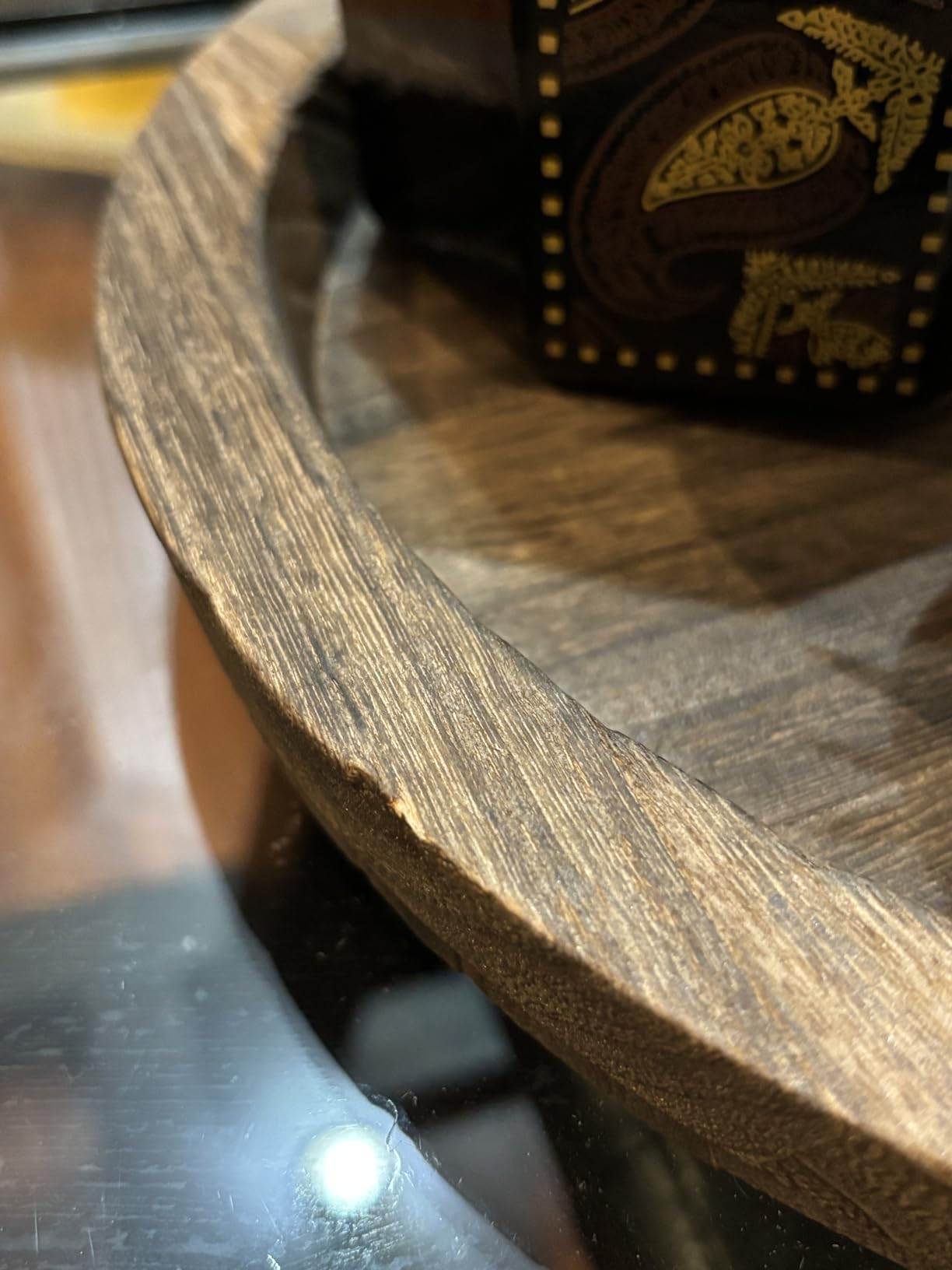 Hanobe Round Wooden Candle Holder Trays for Coffee Table, Distressed Finish | 11.2