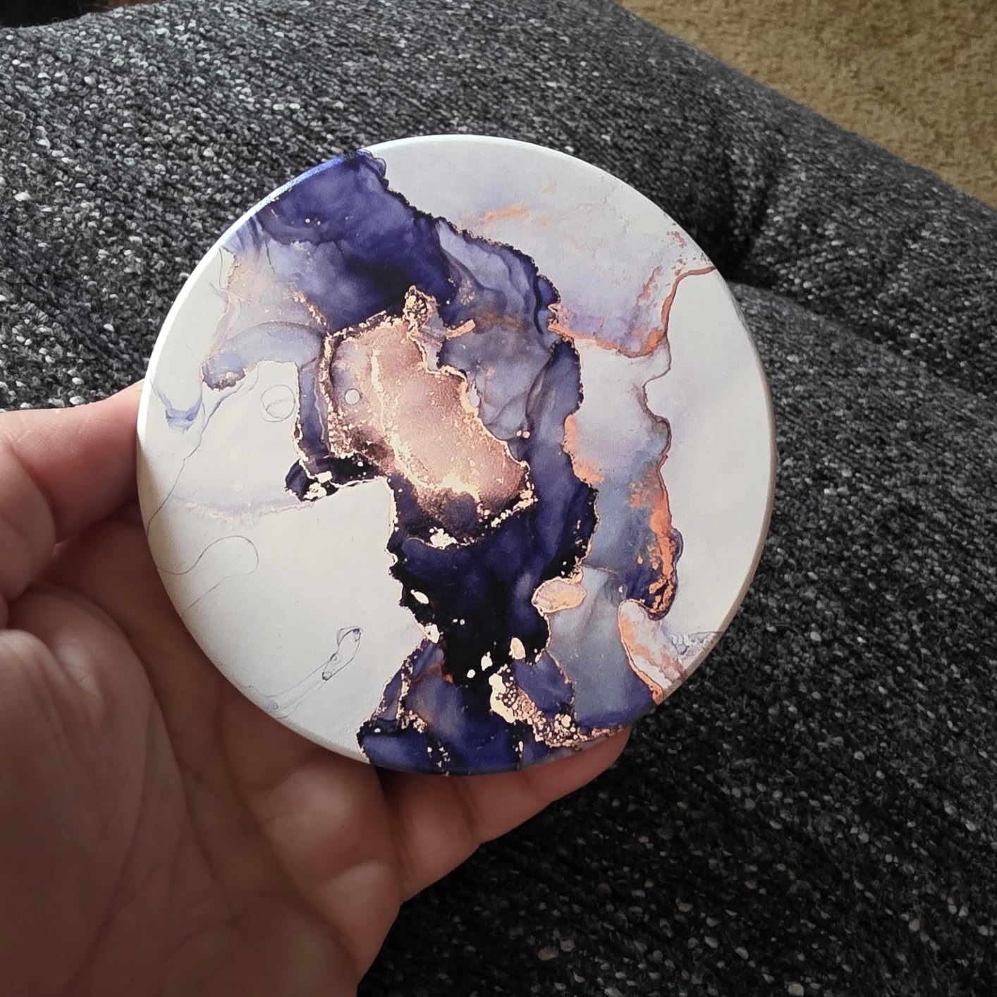 6 Pcs Absorbent Coasters Set with Holder, Marble Style Ceramic Drink Coaster, 4 in customer photo 2