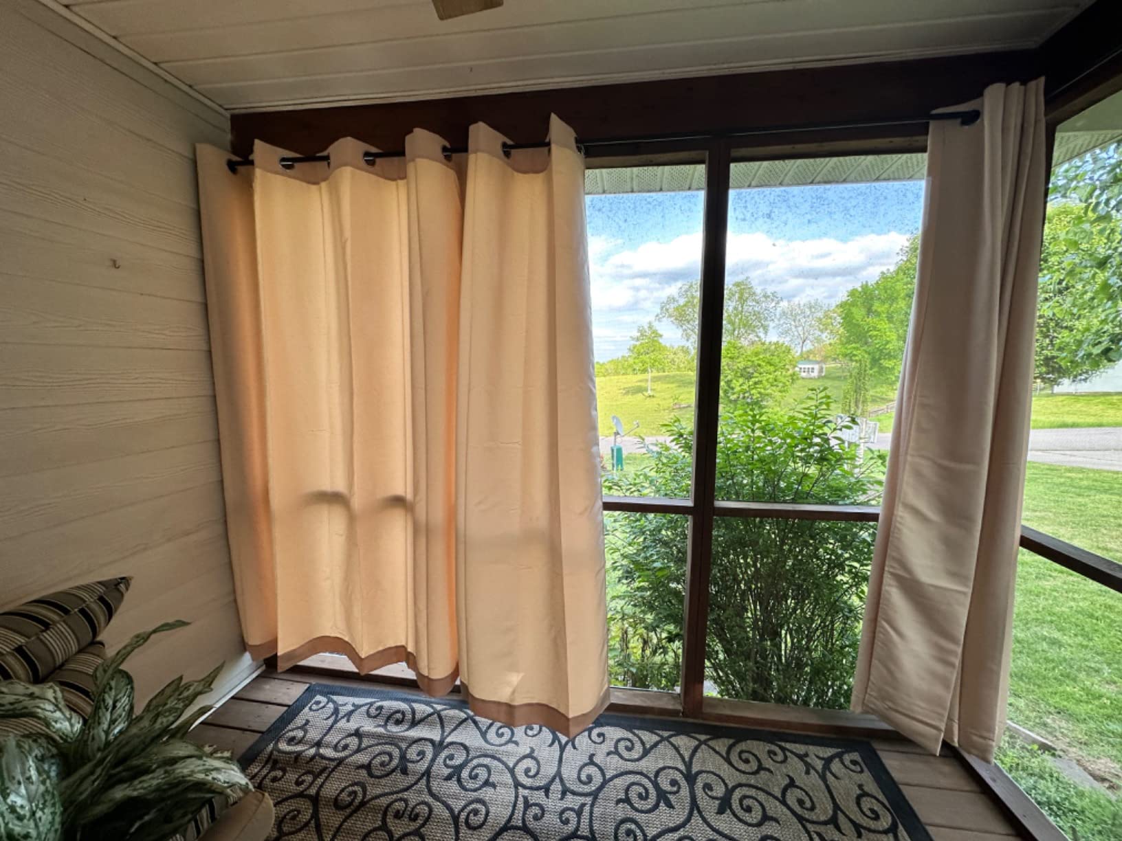 Easy-Going Linen Look Outdoor Curtains 54x84 inch, Black | Waterproof Soft Thicken Outdoor Privacy Curtains for Patio, Gazebo, Grommet Top and Tab Bottom Drape, 1 panel customer photo 1