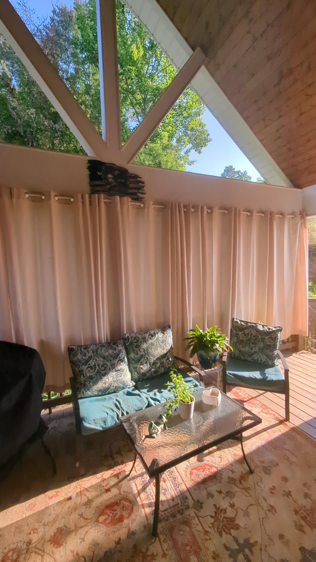 Easy-Going Linen Look Outdoor Curtains 54x84 inch, Black | Waterproof Soft Thicken Outdoor Privacy Curtains for Patio, Gazebo, Grommet Top and Tab Bottom Drape, 1 panel customer photo 2