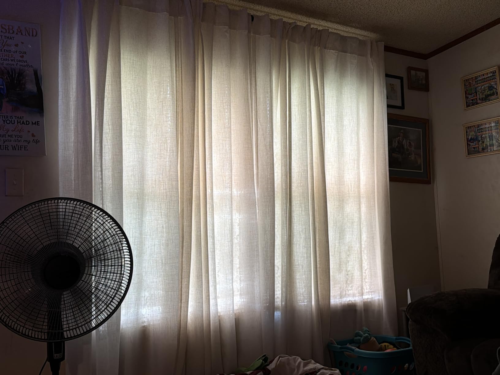 144 Inch Long Curtains 2 Panels for Living Room Back Tab Neutral Farmhouse Extra Long Drapes Semi Sheer Linen Curtain 144 inches Long for Floor to Ceiling High Window Patio Sliding Door customer photo 2