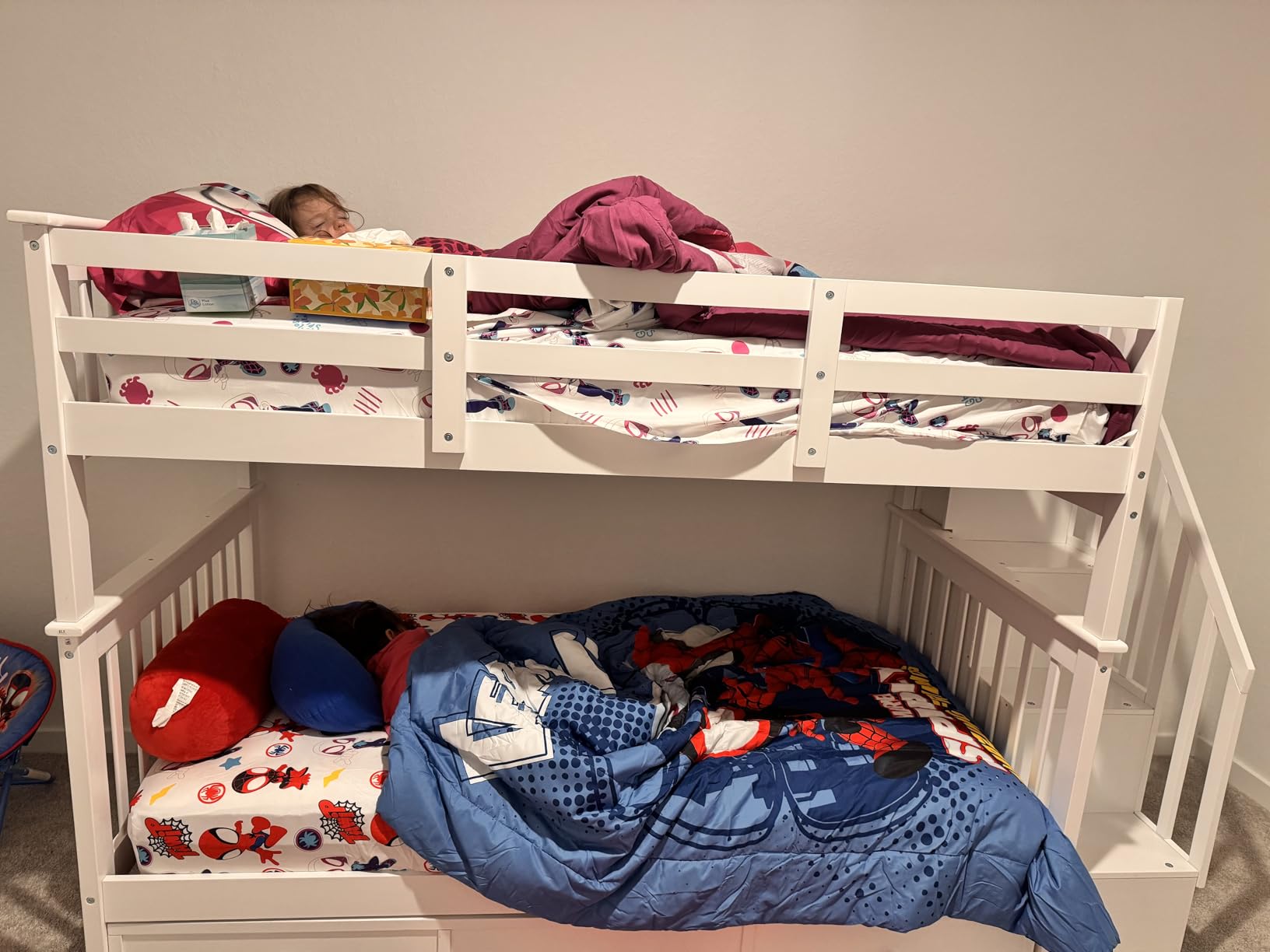 Harper & Bright Designs Kids Bunk Bed Frame with Staircase and Storage Drawers, Convertible Bunk Bed Twin Size with Guardrails for Kids, White customer photo 1