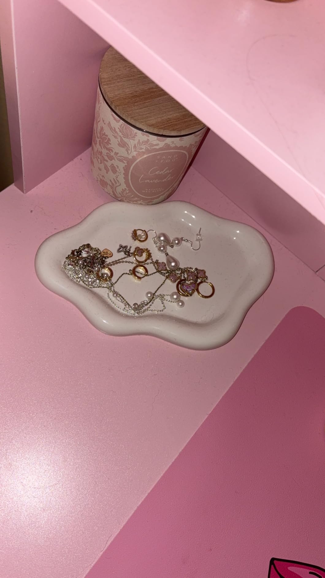 CCINPPY Ceramic Cloud Jewelry Tray Trinket Dish Key Bowl Nightstand Decor | Decorative Small Desk Tray Jewelry Plate Key Holder Bowl customer photo 1