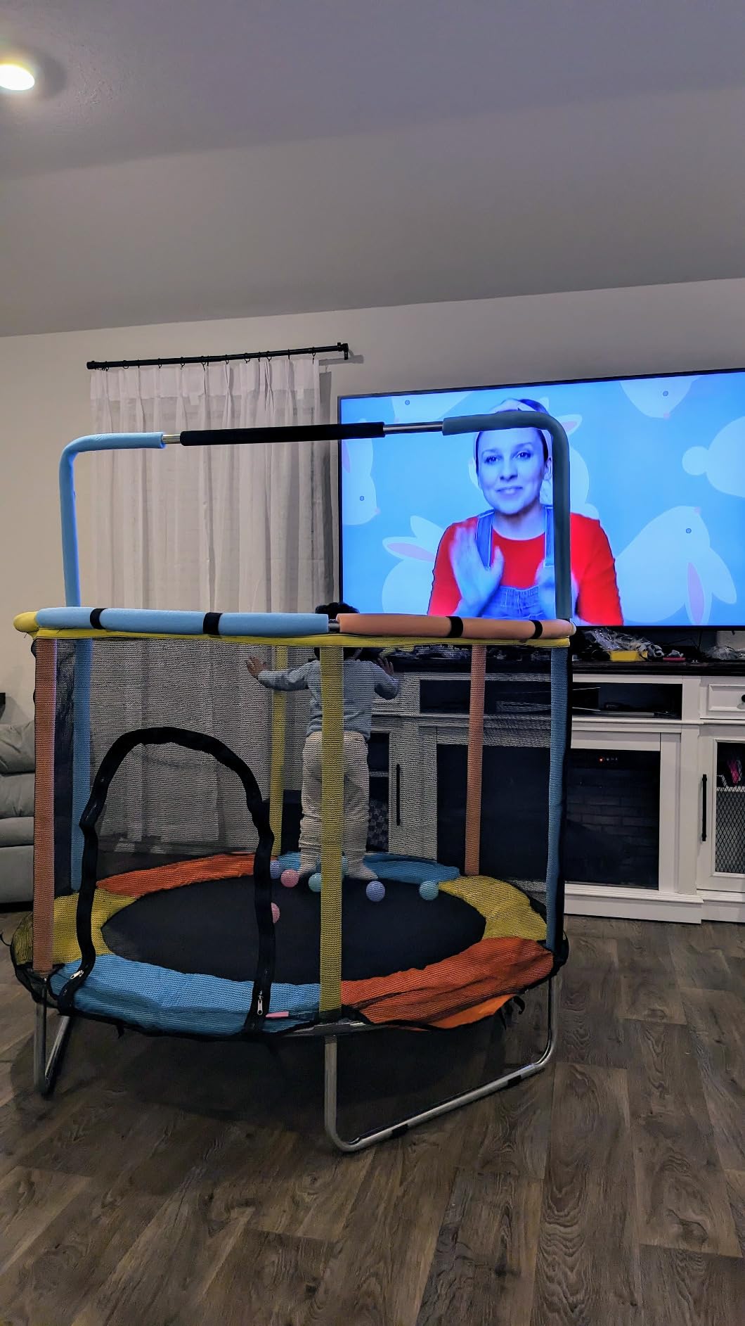 Toddler Trampoline for Kids Ages 1-8, 55'' Small Trampoline Indoor Outdoor with Safety Enclosure Net customer photo 1