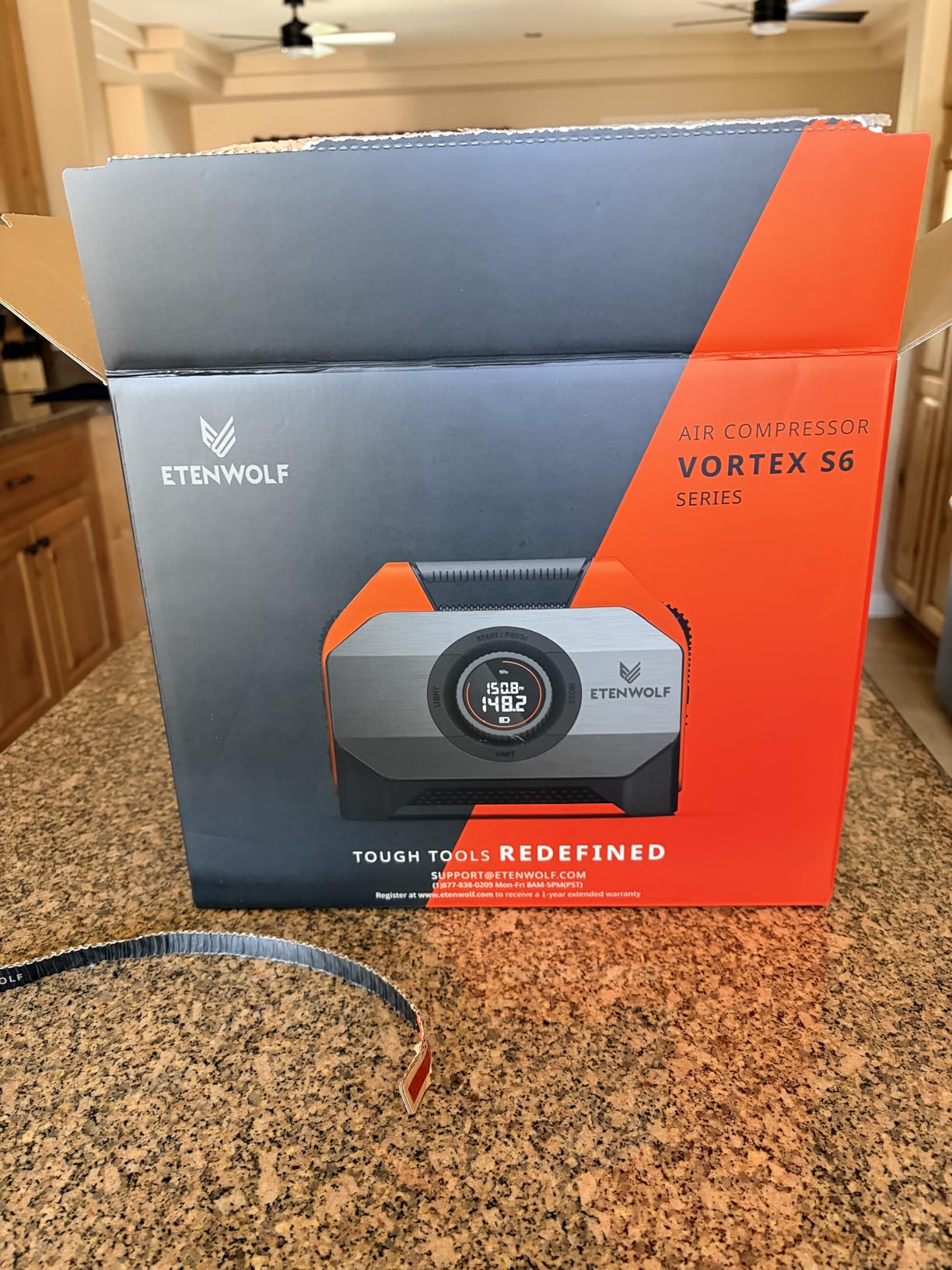 ETENWOLF VORTEX S6 Tire Inflator Portable Air Compressor for Heavy-duty Vehicle, Cordless Air Pump for Car & Inflatables with 19200 mAh Battery, 100% Duty Cycle & Dual Cylinder Bike Pump, Vivid Orange customer photo 1