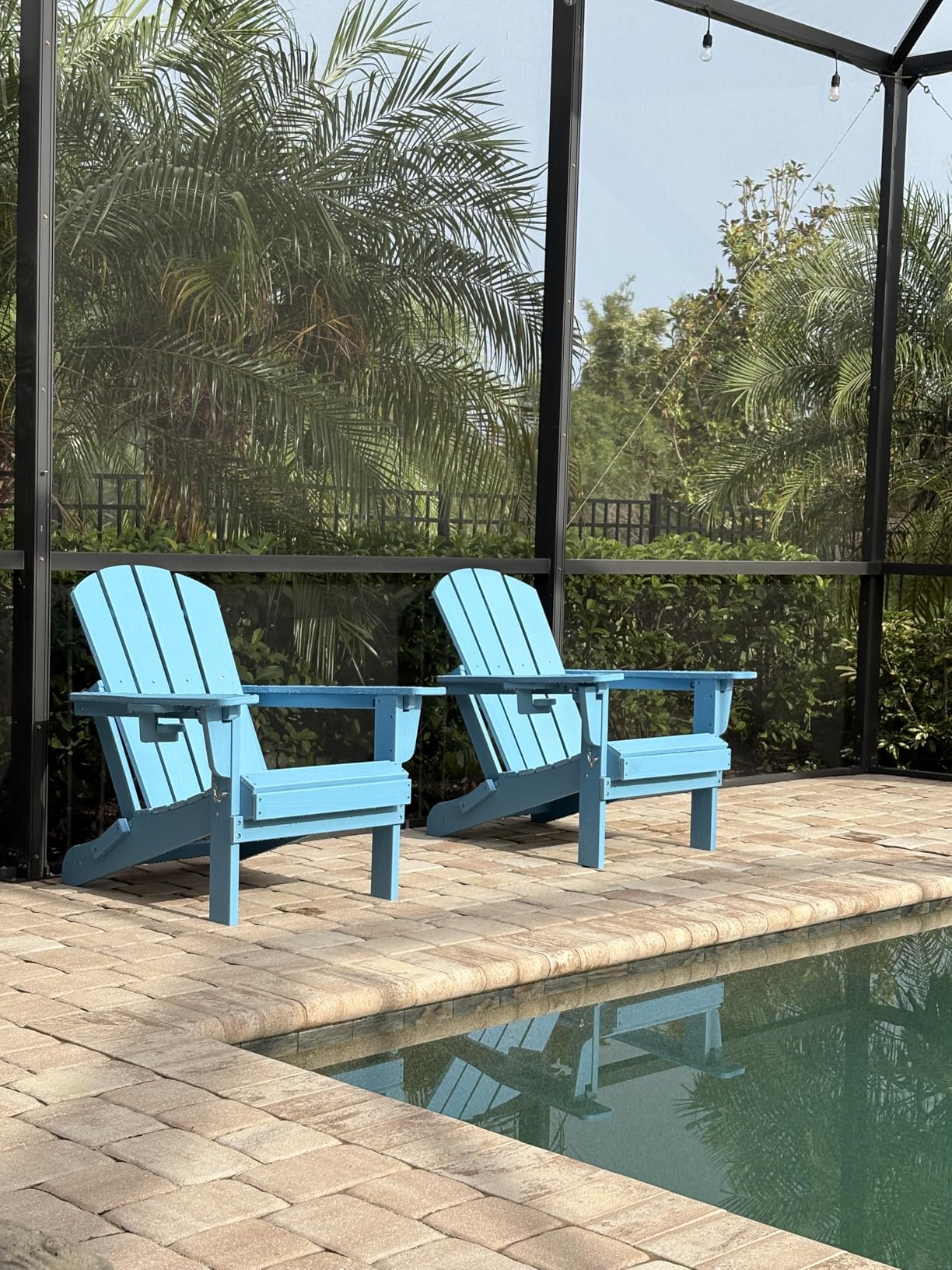 SERWALL Folding Adirondack Chair Set of 2, Reclining Adirondack Chair with 3 Recline Positions, All Weather HDPE Outdoor Adirondack, White customer photo 2