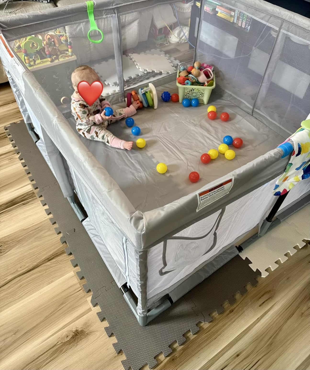XVISHX Baby Playpen 50 x 50 Inch Play Pen Playards, Playpen for Babies and Toddlers, Baby Playard for Indoor & Outdoor Active Center Game Fence, with Skin-Friendly Fabric and Soft Breathable Mesh Grey customer photo 1