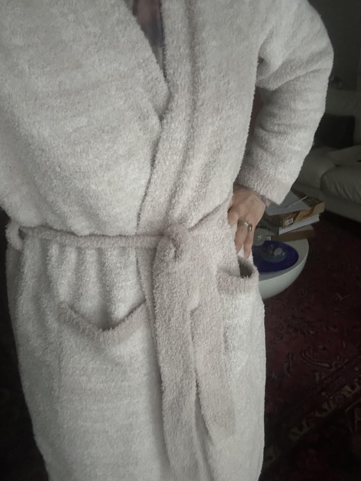 MH MYLUNE HOME Ultra Soft Robe With Pockets, Spa Bathrobe Loungewear Calf-Length, Plush Fuzzy Fluffy Wrap Robe for Women customer photo 2