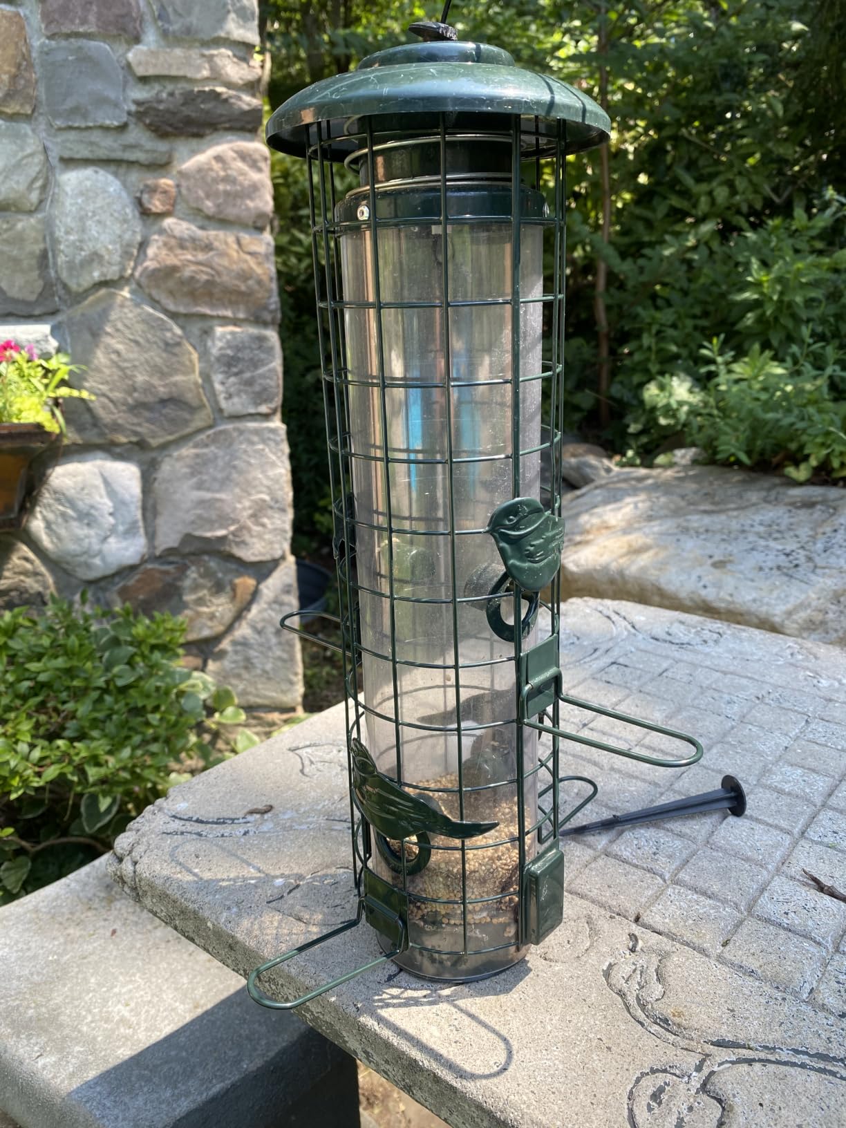 Squirrel Proof Bird Feeder, Metal Mesh Bird Feeders for Outdoors Hanging, Gravity Protection Squirrel Proof Wild Bird Feeders with Finch Cardinal Chickadee, 3LB Large Capacity, Green customer photo 2