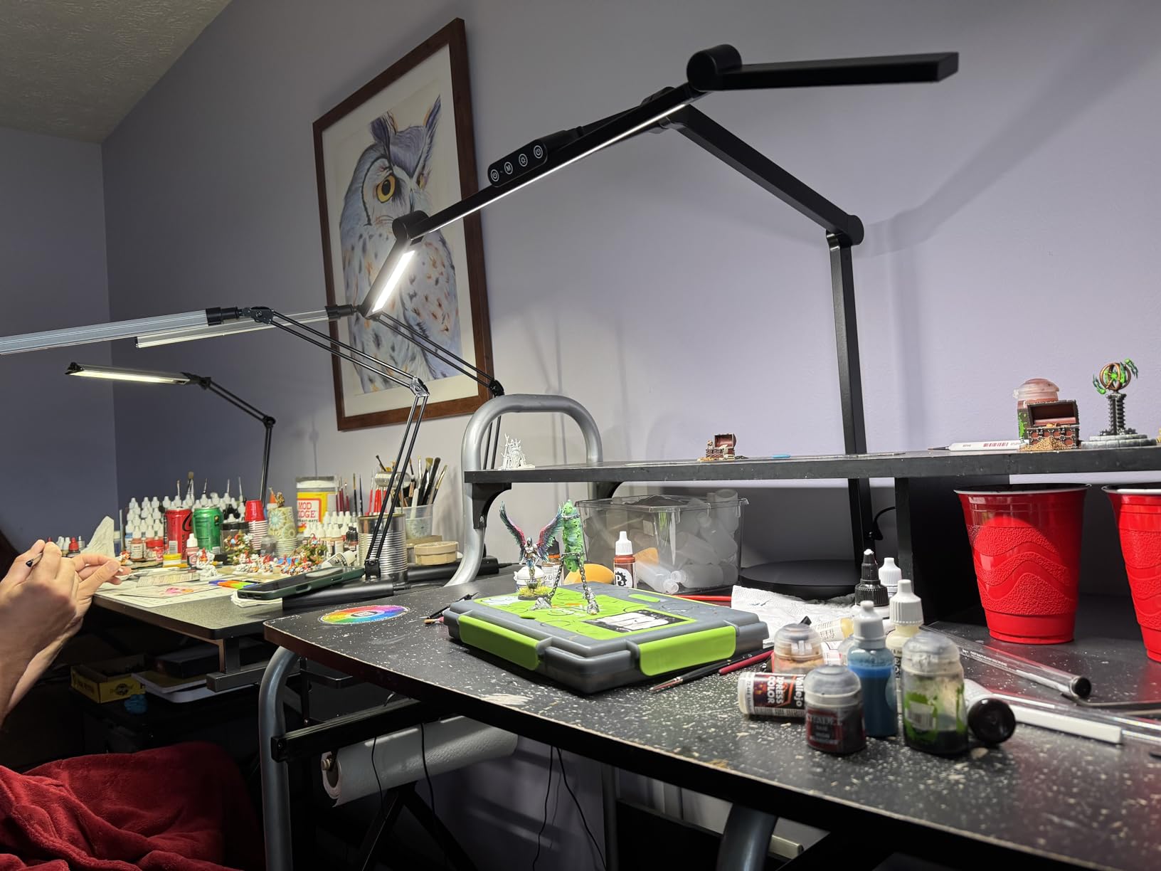 Architect Desk Lamp with Atmosphere Lighting, Adjustable Led Desk Light for Home Office with Base, 24W Bright Auto Dimming Table Light with Rotatable Swing Arm for Workbench Computer customer photo 2