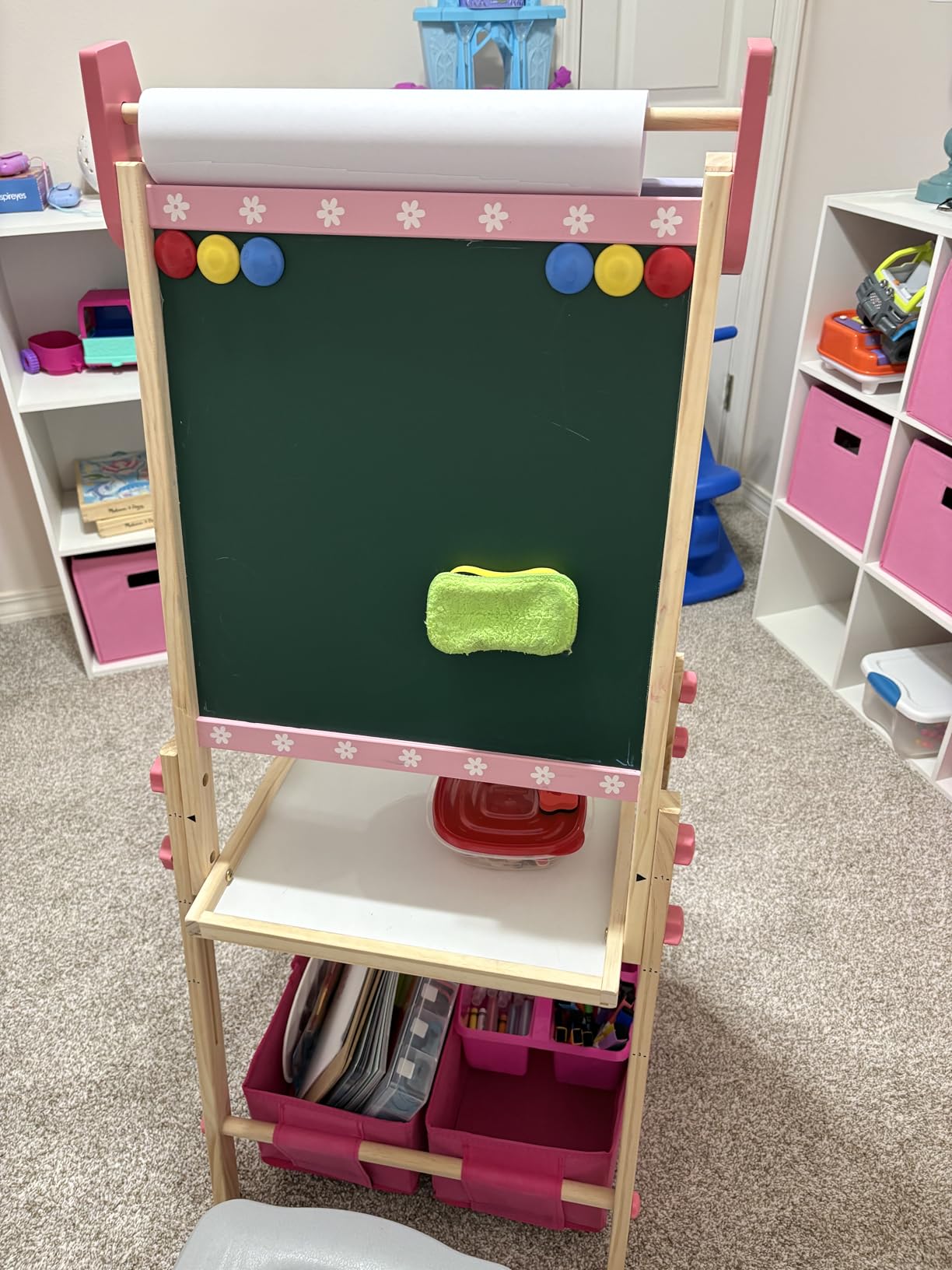 Kids Easel Including 100+ Accessories, Rundad Double Sided Wooden Easel for Kids Age 3-8 with Magnetic Chalkboard & Painting Board, Free Height Adjustable Art Easel Supplies for Toddlers customer photo 1