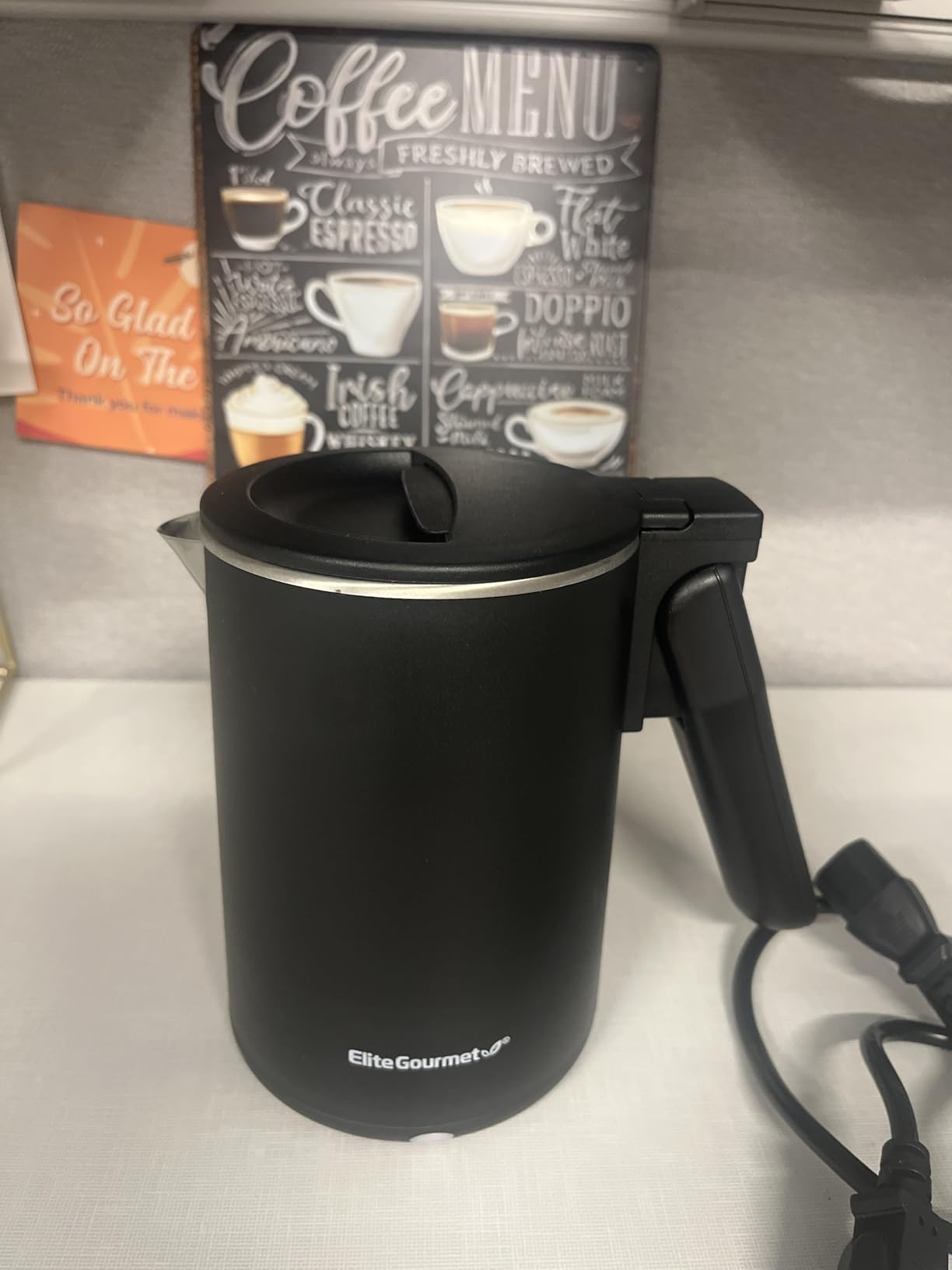 Elite Gourmet 1.7L Dual-Wall Cool-Touch Tea Kettle, Touchscreen, Black | Borosilicate Glass, 304 Stainless Steel Interior, Programmed Digital Keep Warm, Auto Off & Audible Indicator customer photo 2