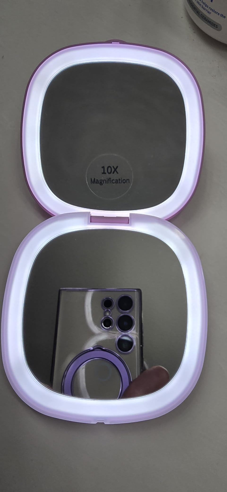 WOBSION 1x/10x Rechargeable Lighted Travel Makeup Mirror | Compact Magnifying Mirror with Lights, Portable for Bag, 4inch, Gift, Rose Gold customer photo 2