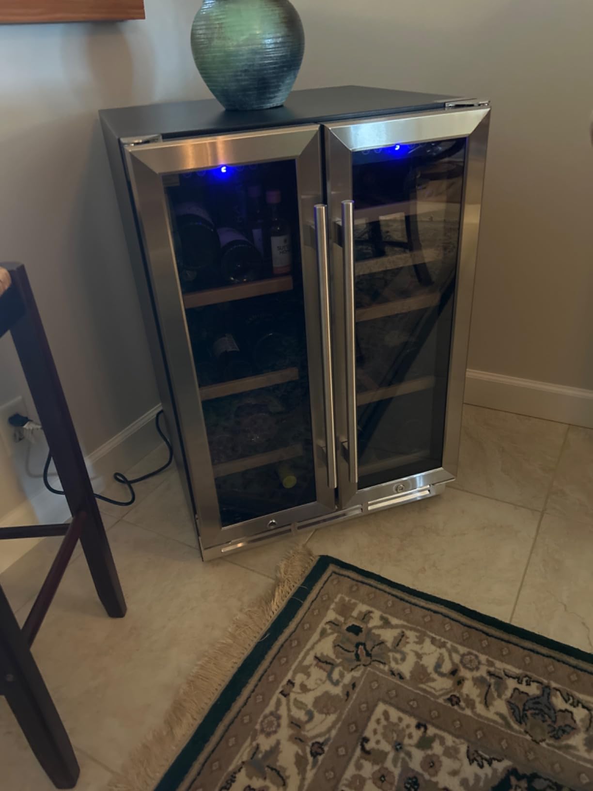 EUHOMY Wine and Beverage Refrigerator, 24 Inch Dual Zone Wine Cooler | Built-in or Freestanding, 21 Bottles & 88 Cans Glass Door, Removable Shelves, LED Light, Digital Temperature Control customer photo 2