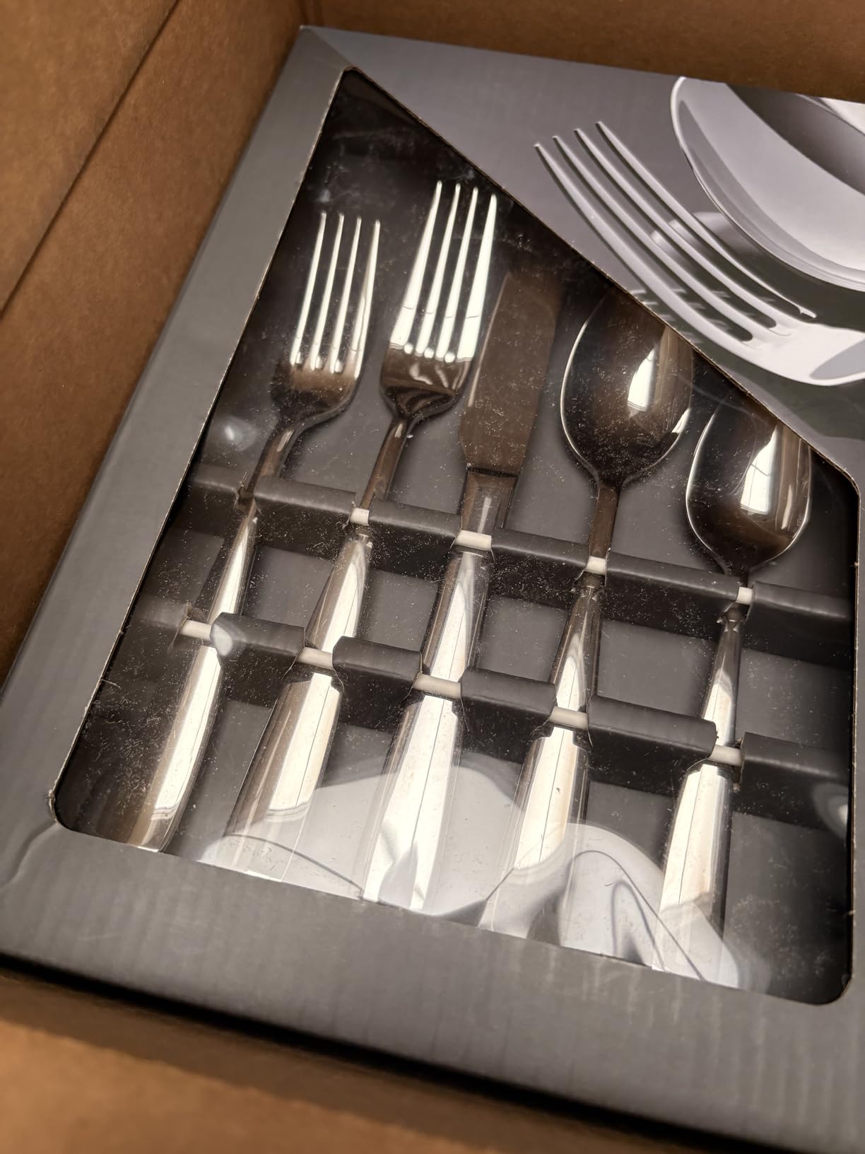 Premium Louis Hammered 20/45/65-Piece Silverware Set (45) | 18/10 Stainless Steel Fine Flatware Set; Squared-Edge Design; Service for 4/8/12; Brilliant Mirror Finish; Dishwasher Safe customer photo 2