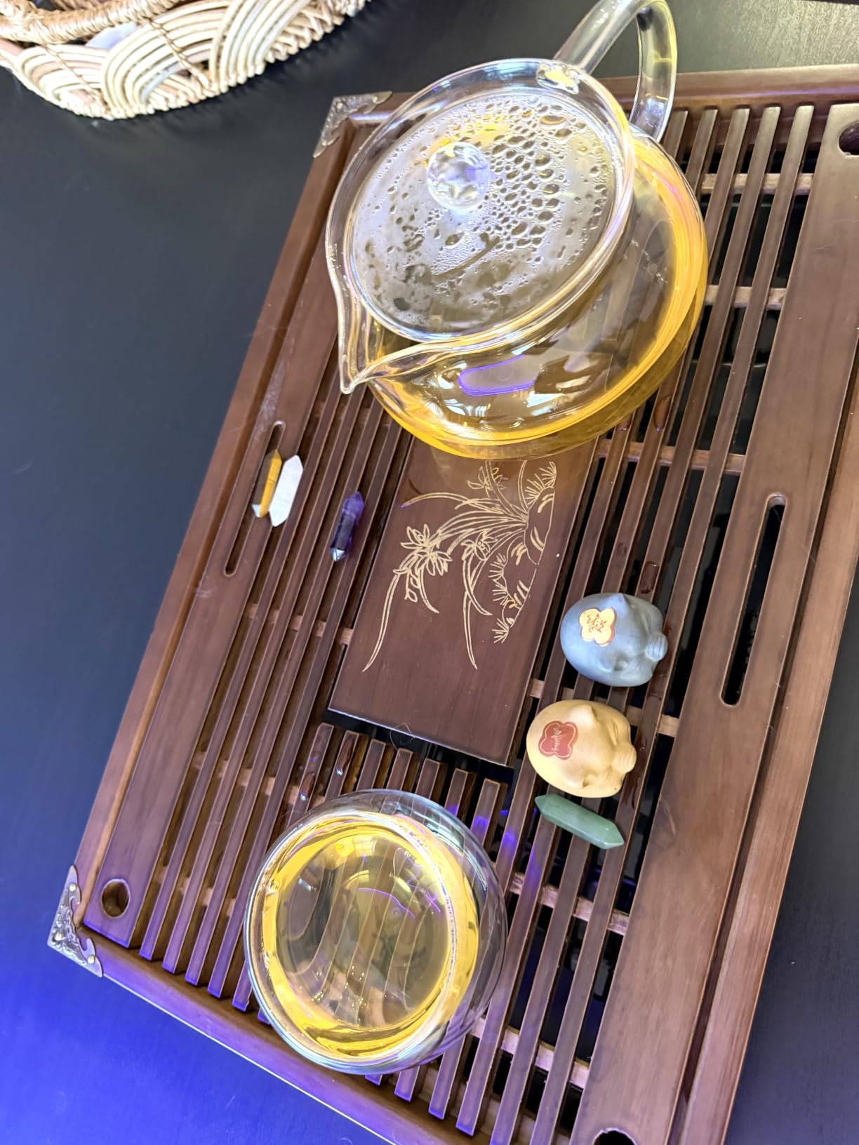 Eorbow Wooden Tea Tray, 17 Inch Chinese Kung Fu Tea Tray, Gongfu Tea Table with Water Storage Box, Household Filter Tea Serving Tray Gift Set customer photo 2