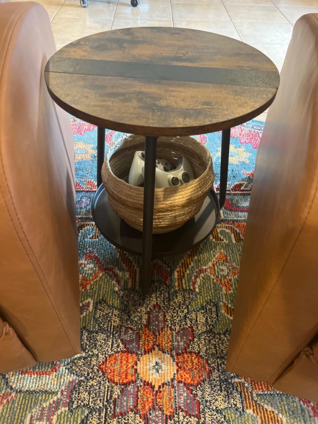 Round Coffee Table with Storage: 2-Tier Design for Small Spaces customer photo 1