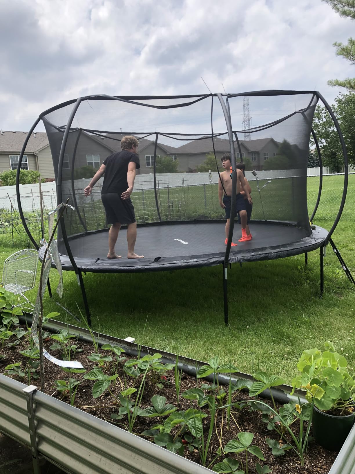 JoyBerri Trampoline Outdoor - Upsurge ASTM Certified Safe 8Ft 10Ft 12Ft 14Ft 15Ft 16Ft Recreational Trampoline for Kids and Adults. Anti-Rust Coating with Enclosure Net, Ladder, Sprinkler & LED Lights customer photo 1