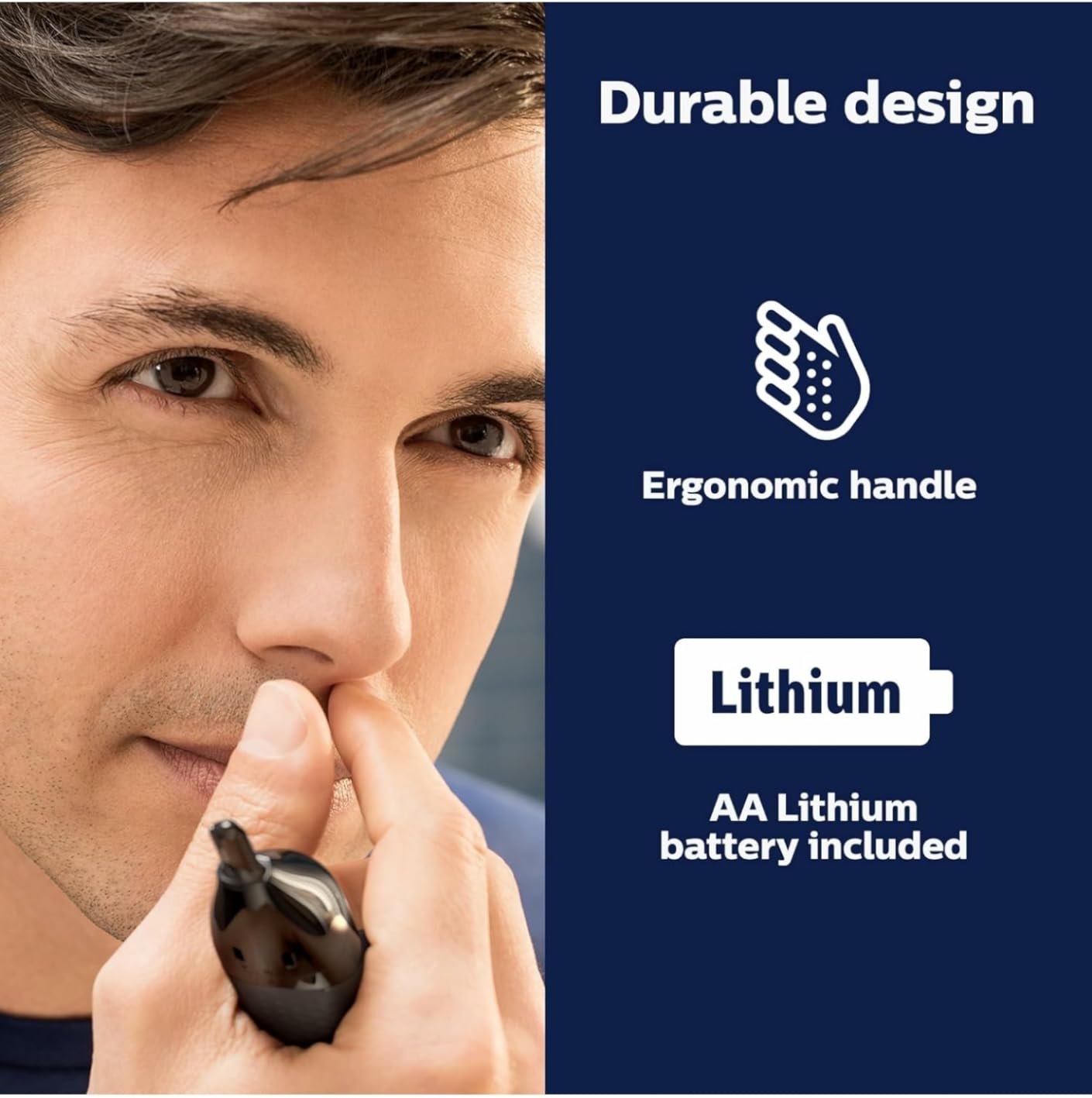 Philips Nose Trimmer 5000 for Nose, Ears, Eyebrows & Details | Protective Guard System, Dual-Sided Steel Blades, Eyebrow Combs, Rotary & Detail Trimmer, Washable, AA Battery, NT5600/62 customer photo 2