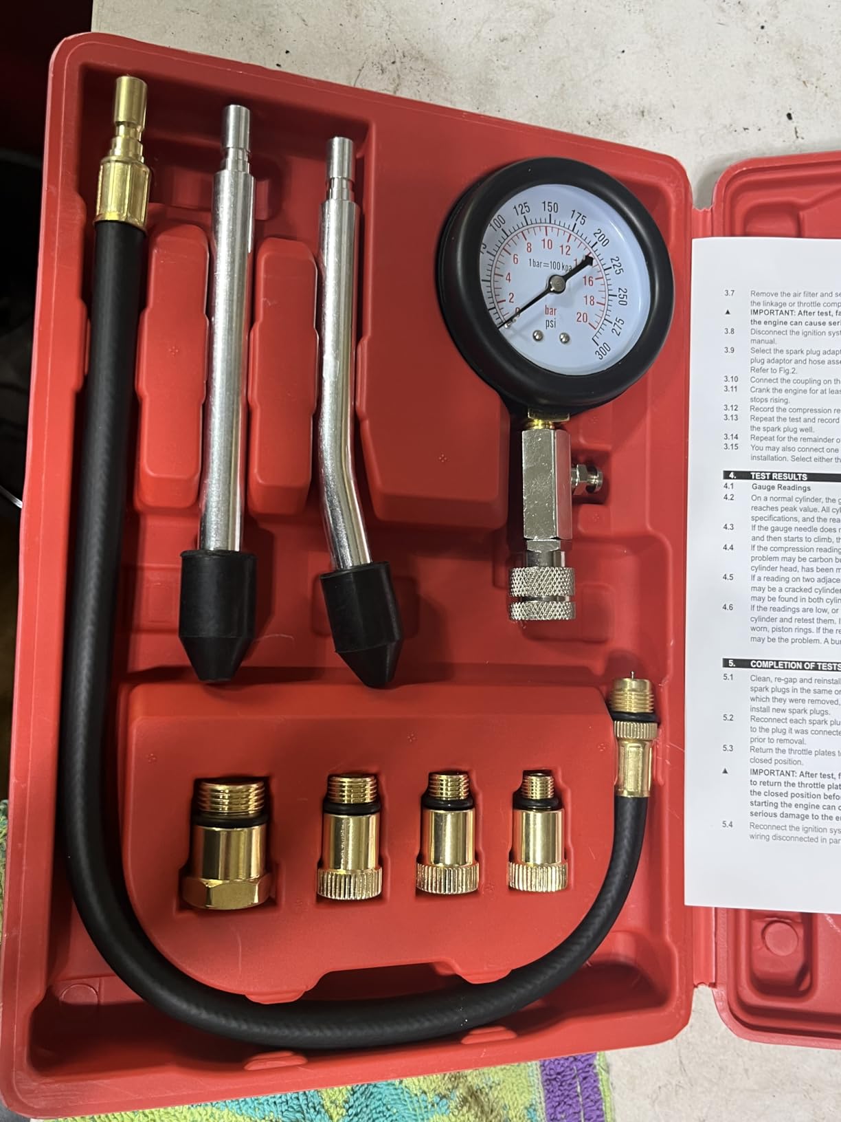 Clatoon 8pcs Petrol Engine Cylinder Compression Tester Kit 0-300PSI customer photo 1