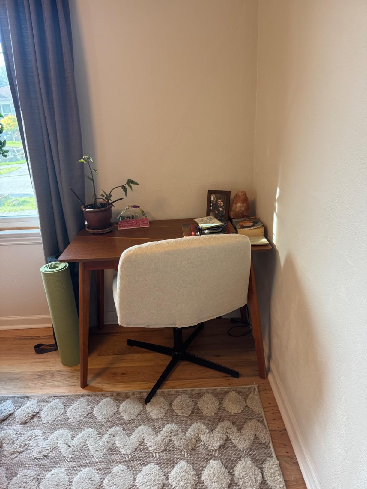 Orange Factory Criss Cross Chair, Wide Fabric Vanity Seat, Beige No Wheel customer photo 2