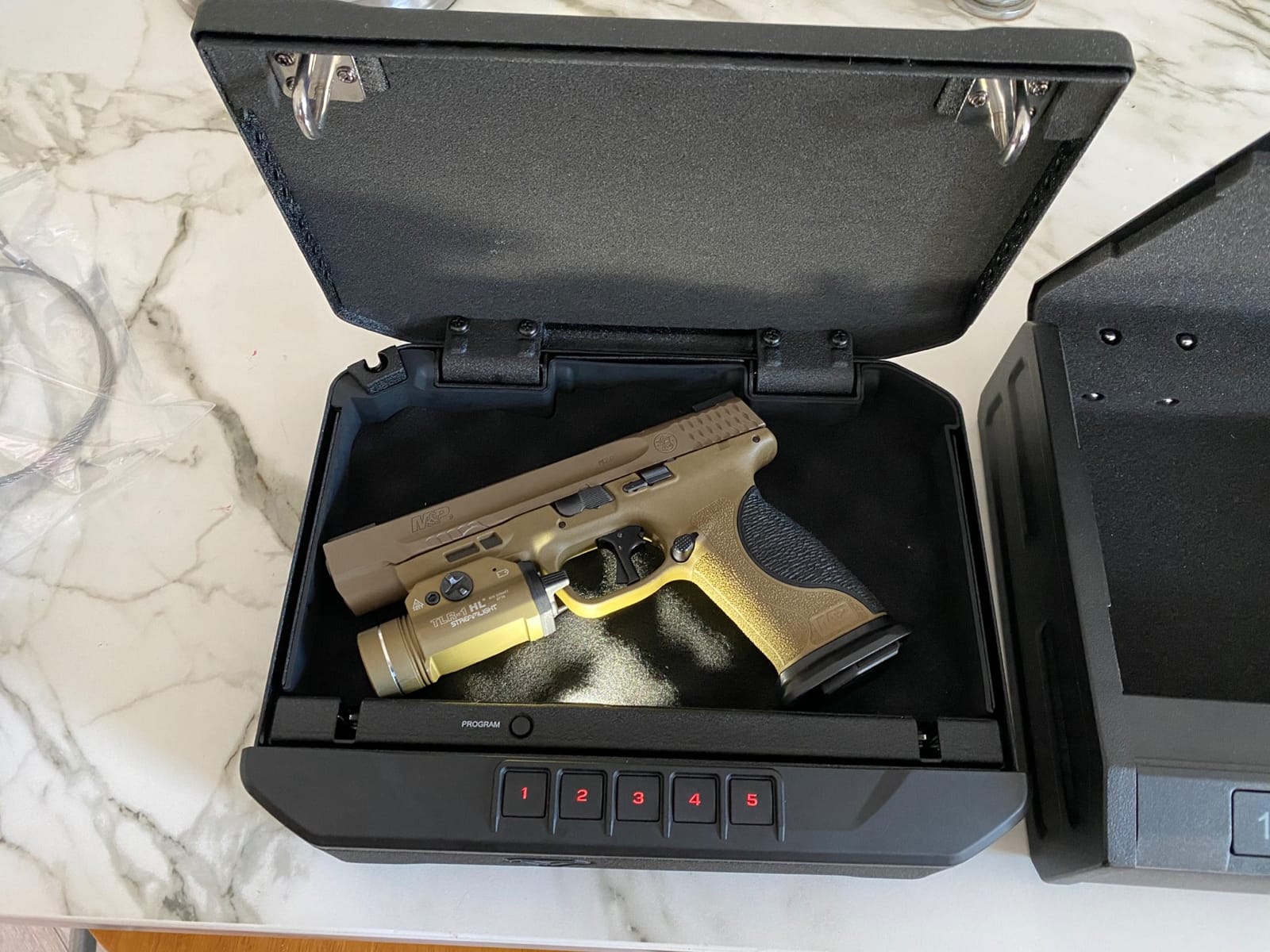 ONNAIS Iron PRO Biometric Fingerprint Gun Safe for Handgun with Keypad Lock | Emergency Power Supply and Interior Light Swift Entry Pistol Case for Home, Nightstand, Bedside, and Car customer photo 2
