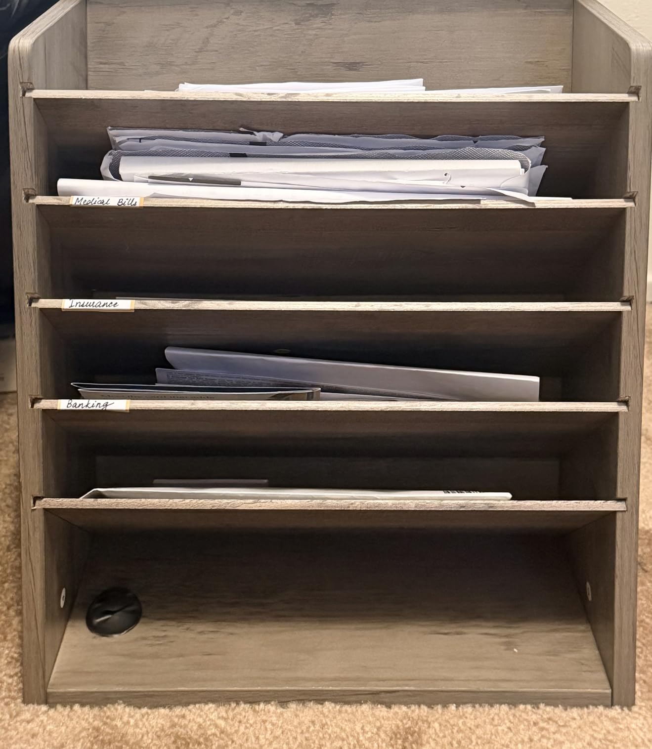 CHOEZON Wall File Organizer, 6-Tier Vertical Mount Hanging Holder, Vintage Wooden Magazine Storage Crate customer photo 2