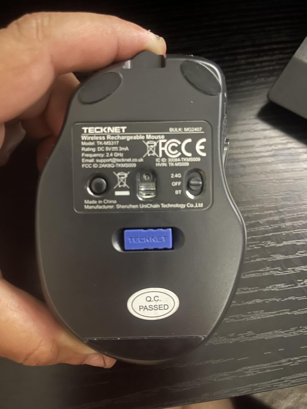 TECKNET Wireless Mouse, BT 5.0/2.4G, Rechargeable 6-DPI Silent, Grey | Bluetooth 5.0/3.0 & USB A, 2-Device Easy Switch, Wide OS Compatible, 6 Buttons, 6-DPI up to 4800, Ergonomic for S to M Hands customer photo 1