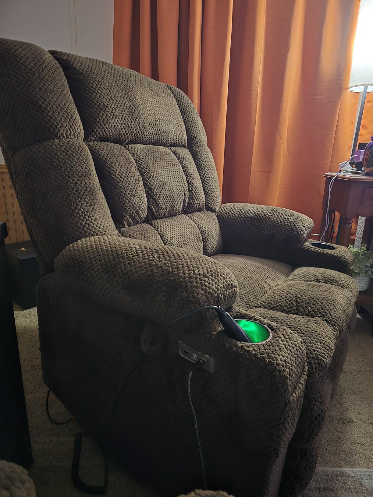 MCombo Small Dual Motor Power Lift Recliner Chair for Petite Elderly 7893 | Zero Gravity, Heat and Massage, Small Lift Recliner, Infinite Position, Lay Flat, USB Ports, Fabric (Burgundy) customer photo 1
