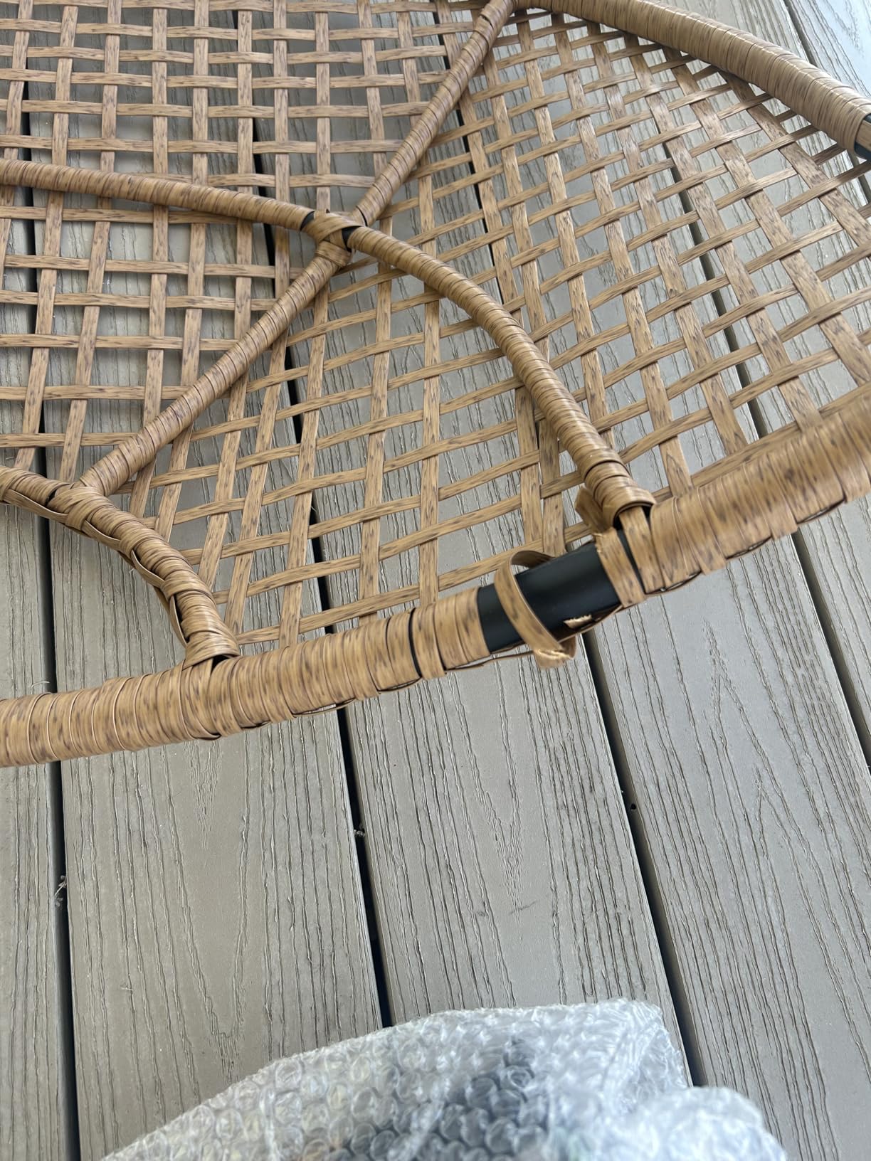 NICESOUL Wicker Egg Chair with Ottoman, Indoor Outdoor Egg Basket Lounge Chair w/Cushion, Oversized Egg Seat with Legs 440 Lbs, Comfy Cozy Boho Style Nest Chair w/Footrest for Patio, Balcony, Beige customer photo 2