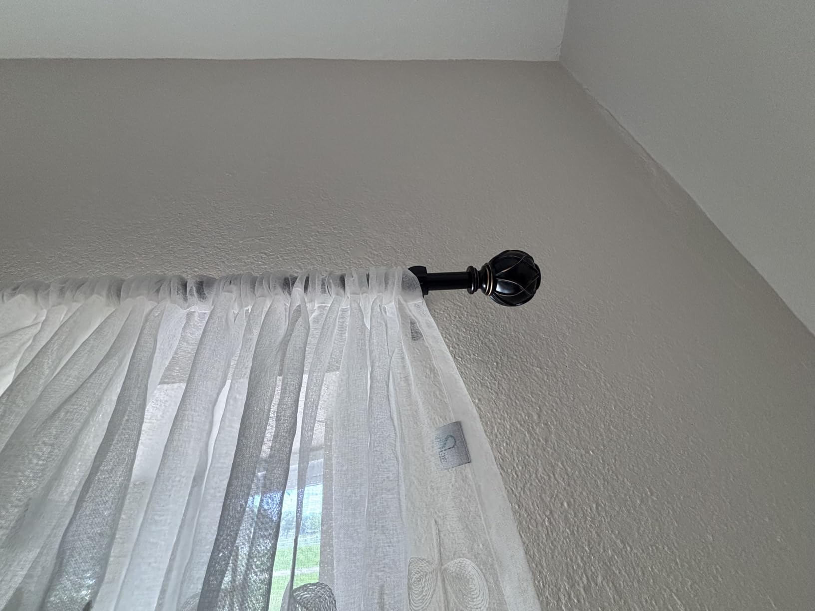 KAMANINA Curtain Rods for Windows 72 to 144 Inch, Long Heavy Duty, Bronze | 7/8 Inch Adjustable Drapery Rods, Decorative Netted Texture Finials, Easy Wall Mount for Living Room, Bedroom customer photo 1