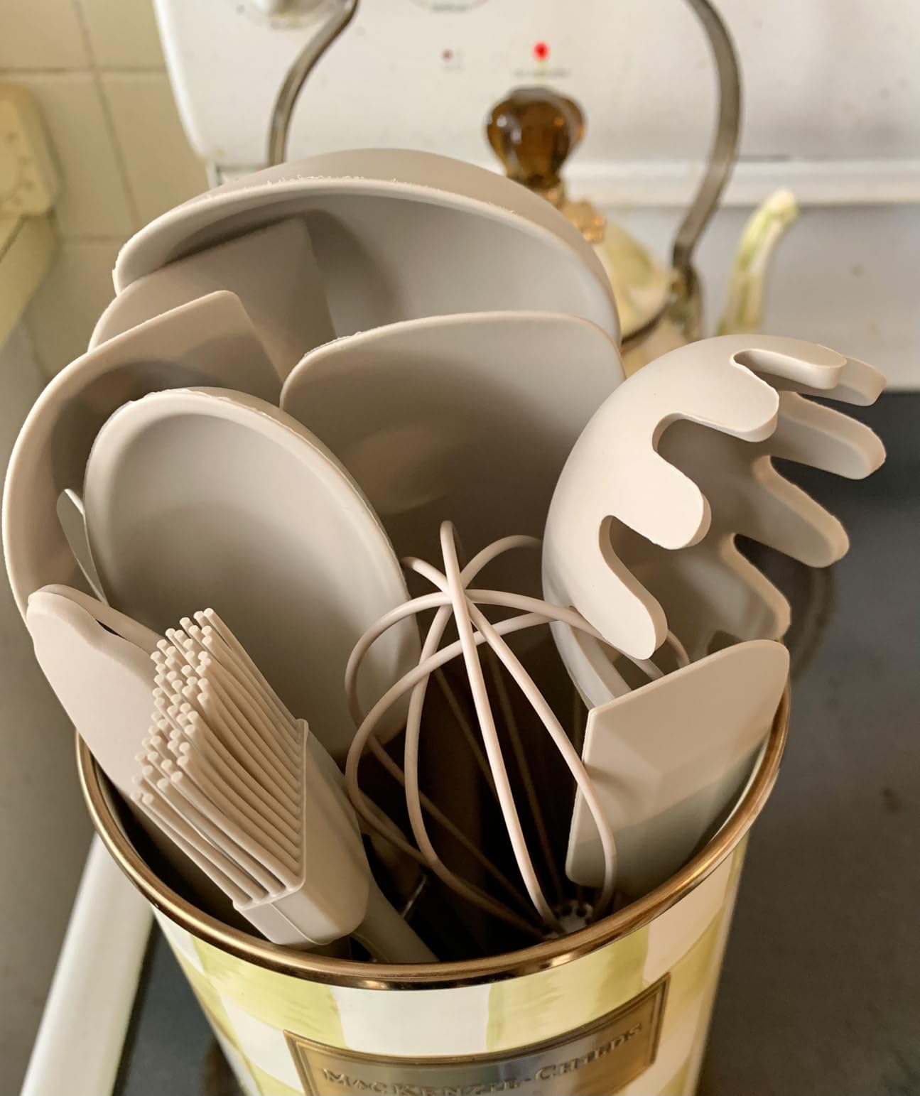 Kitchen Utensil Set - 11 Cooking Utensils - Colorful Silicone Kitchen Utensils - Nonstick Cookware with Spatula Set - Colored Best Kitchen Tools Kitchen Gadgets (Khaki) customer photo 1