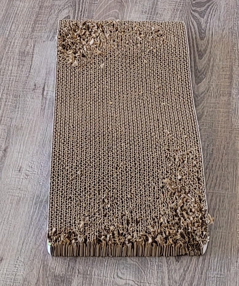 TIMHAKA Cat Scratching Board, Corrugate Cat Scratcher for Indoor Cats with Catnip, Cat Scratch Pad with Premium Scratch Textures Design, Cardboard Cat Scratcher with Double-Sided Usability (Pack of 2) customer photo 2