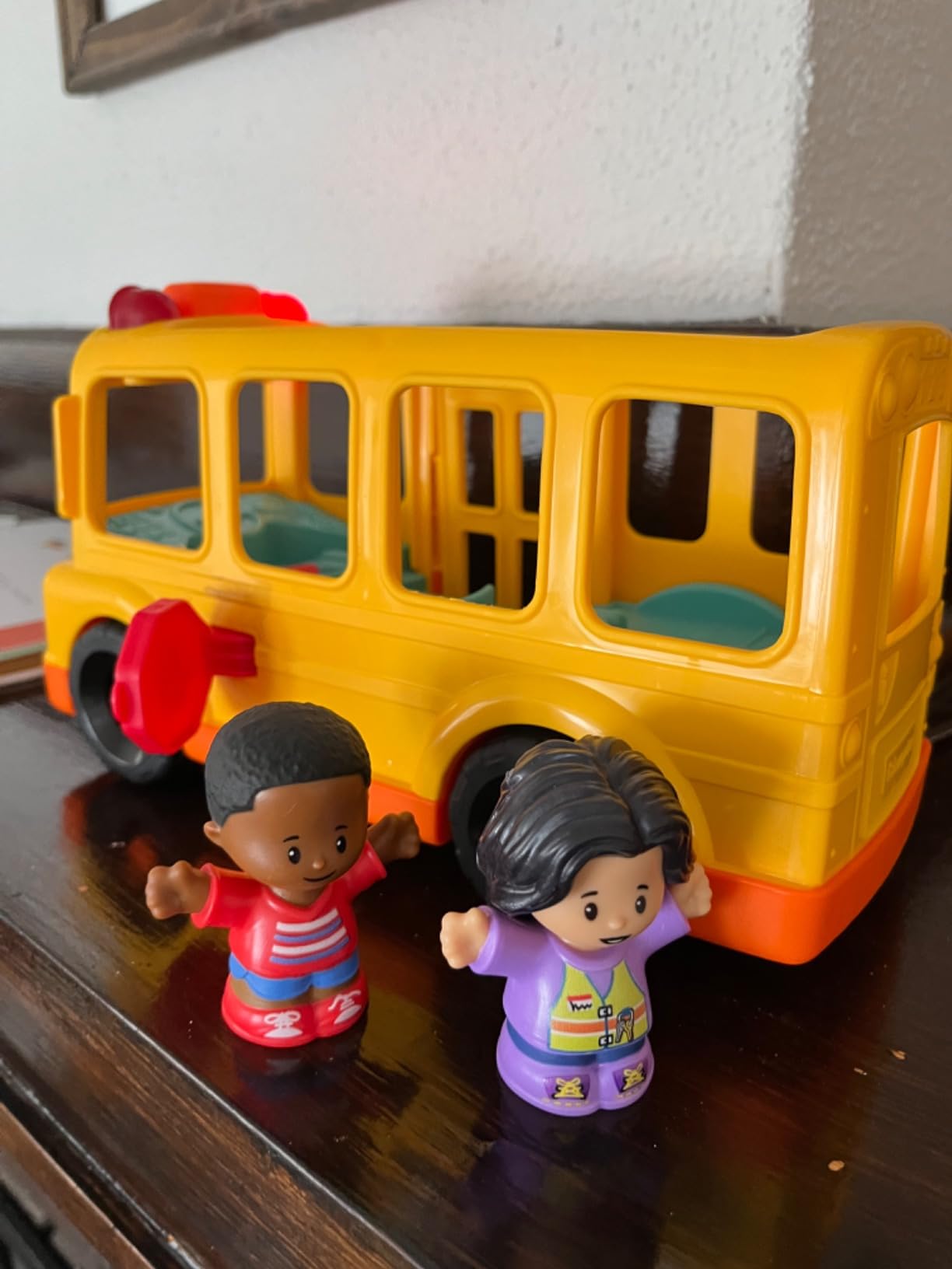 Fisher-Price Little People School Bus Toddler Toy | Push-Along Vehicle, Lights Music & Sounds, 2 Figures, Preschool Kids Ages 1+ Years customer photo 2