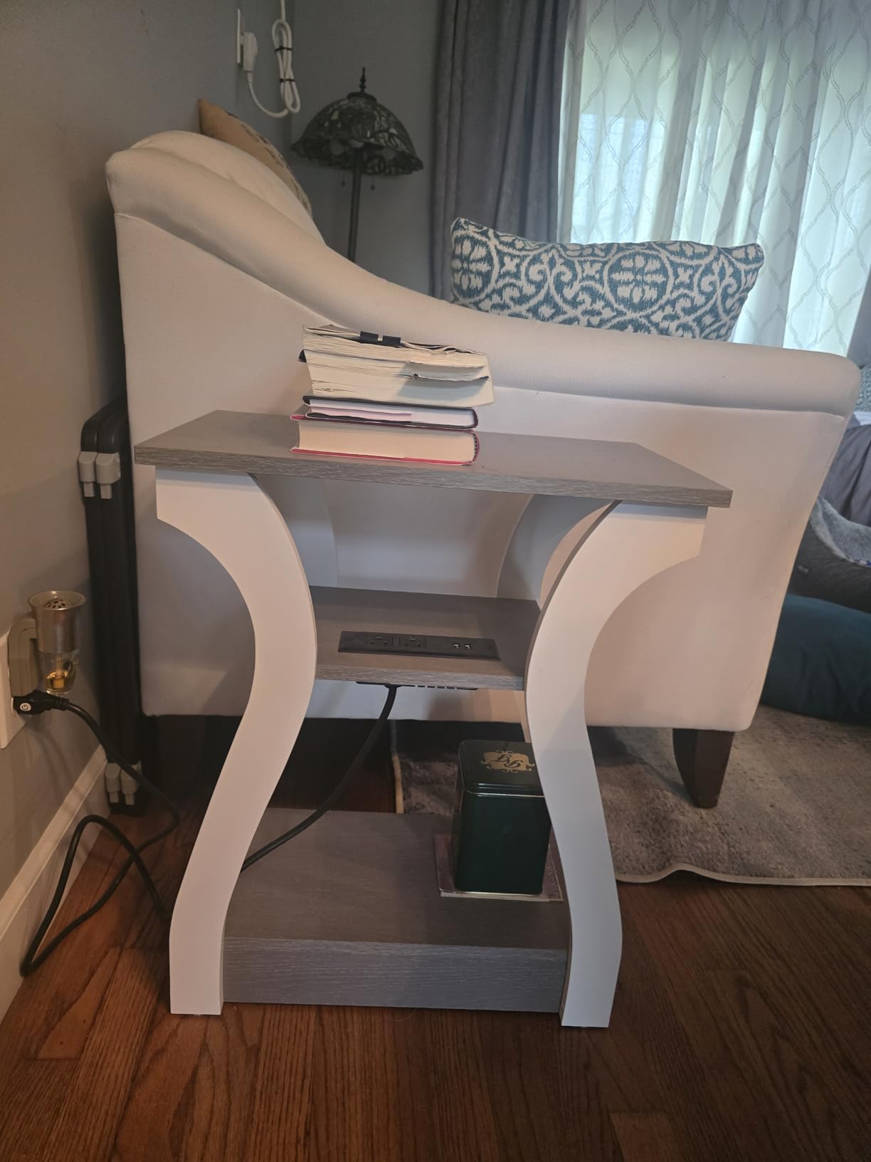 FROMJBEST End Tables Living Room Set of 2 with Charging Station, Black | Side Tables Living Room, with USB Ports and Outlets, Nightstands for Bedroom, 3-Tier Storage Shelf, Bedside Table customer photo 2