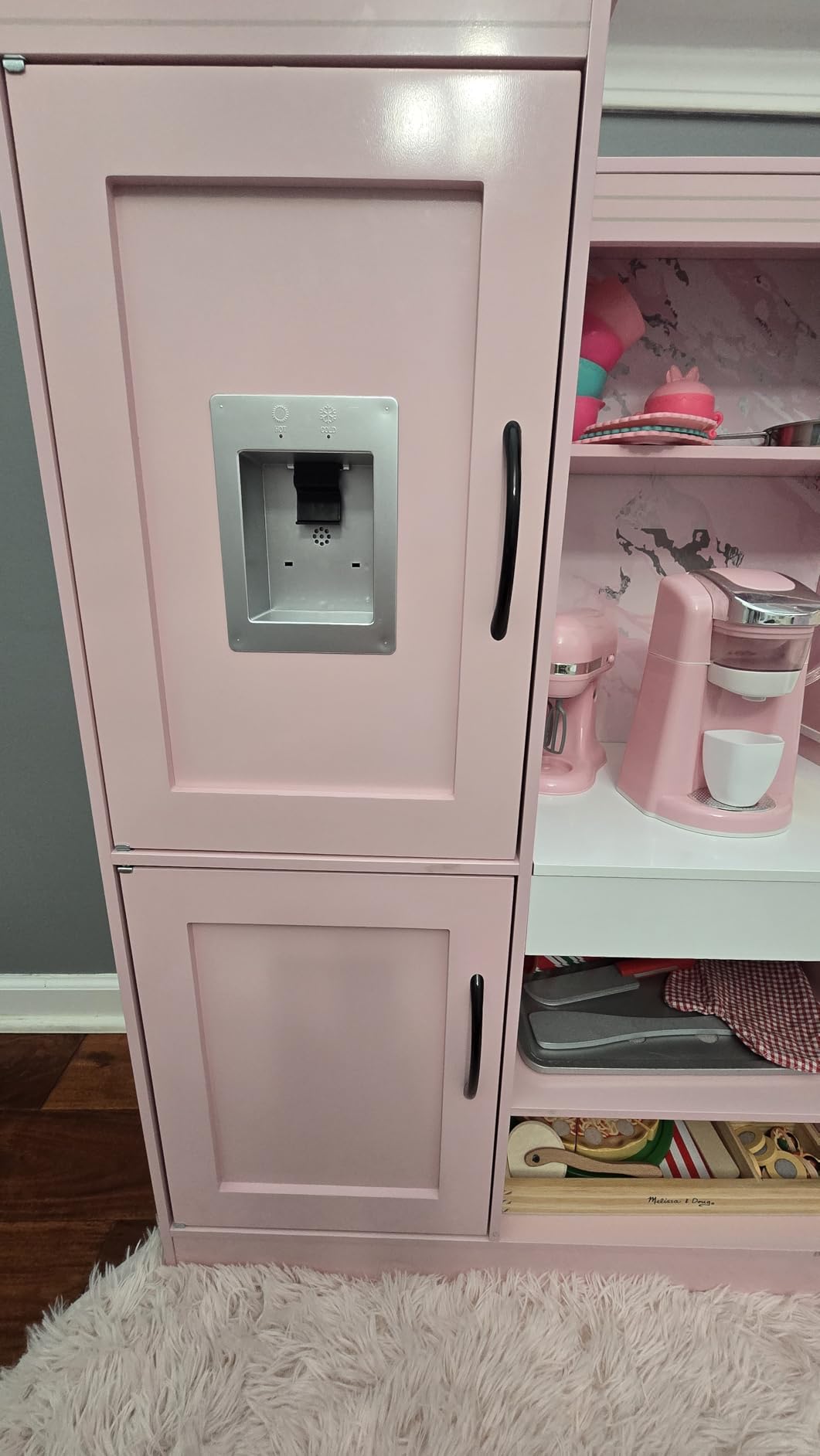 Best Choice Products Pretend Play Corner Kitchen, Ultimate Interactive Wooden Kids Playset w/Lights & Sounds, Ice Maker, Hood - White customer photo 2