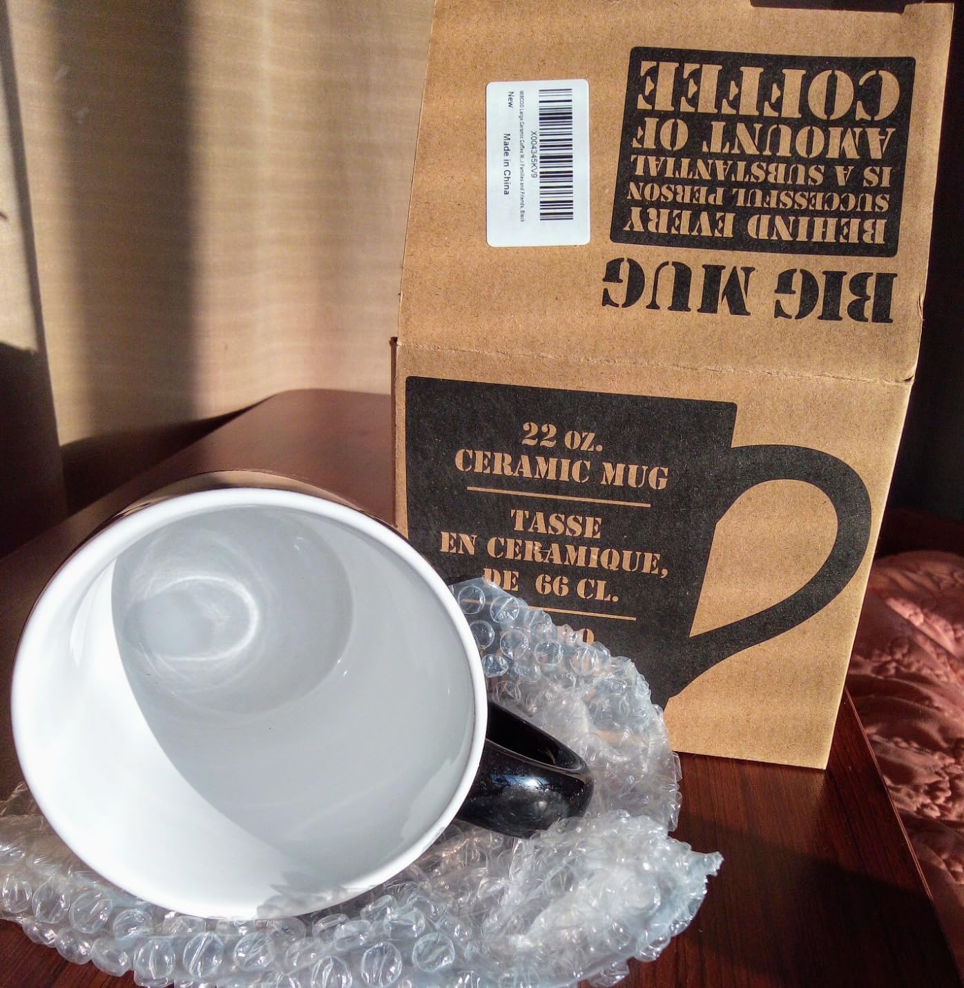 MIECOO Large Ceramic Coffee Mug, 24 Oz Jumbo Coffee Cup for Office and Home, White Big Porcelain Coffee Mug for Latte Milk Tea Cocoa Cereal, Microwave and Dishwasher Safe customer photo 1