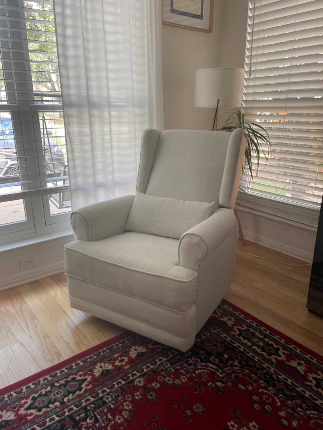 RoyalCraft Swivel Recliner Chair with Extra Large Footrest, Comfy Upholstered Glider Rocking Chair for Living Room, Bedroom and Office, Beige customer photo 1