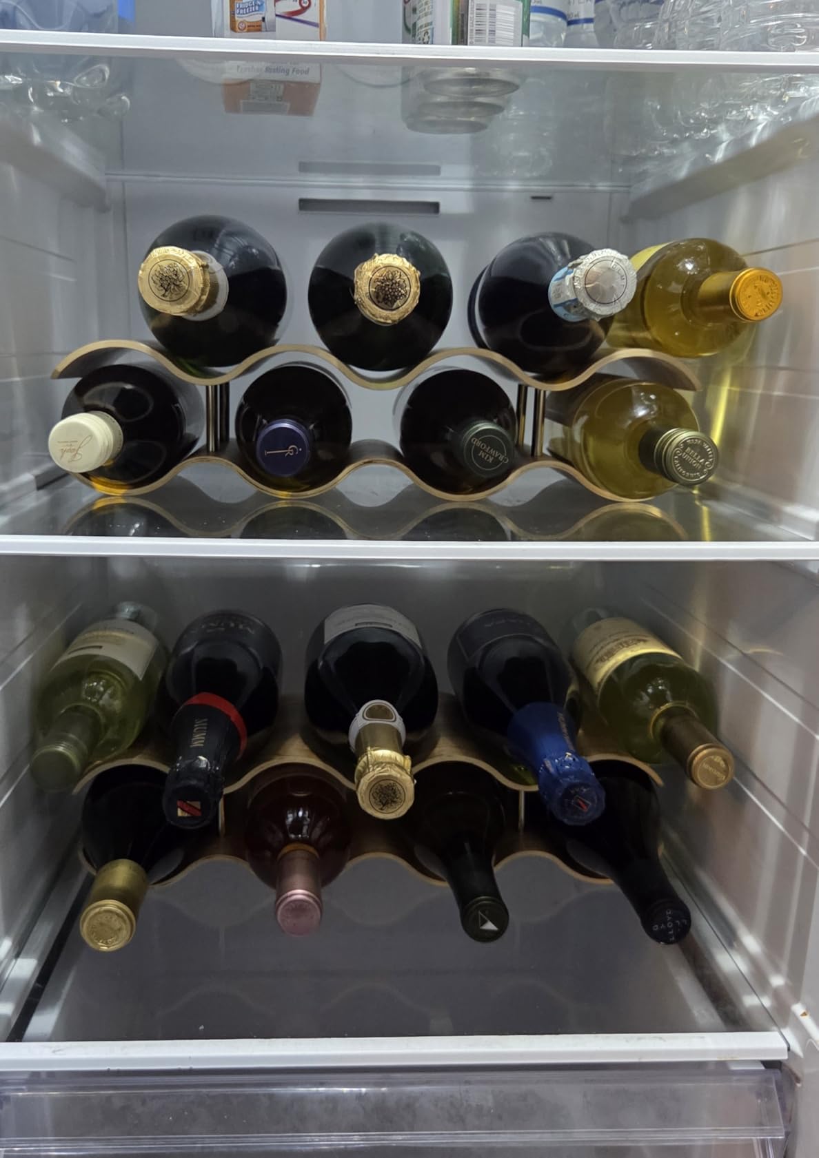 Countertop Wine Rack - 12 Bottle Freestanding Wine Bottle Holder Stand - 3 Tier Wooden Wine Storage Rack - Wavy Wine Organizer for Cabinet Pantry Home Kitchen Bar customer photo 1