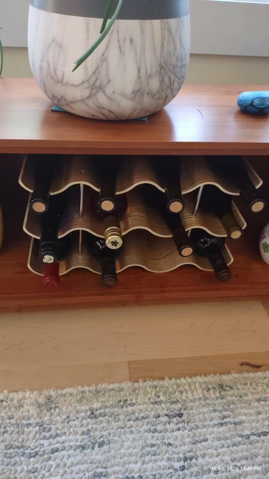 Countertop Wine Rack - 12 Bottle Freestanding Wine Bottle Holder Stand - 3 Tier Wooden Wine Storage Rack - Wavy Wine Organizer for Cabinet Pantry Home Kitchen Bar customer photo 2