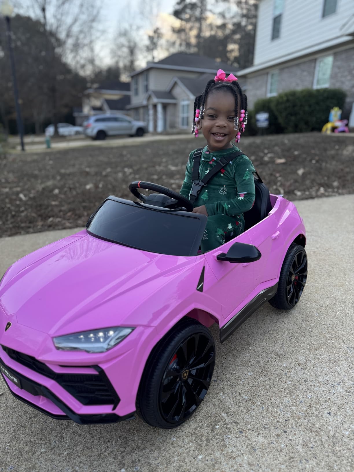 Electric Car for Kids 12V Licensed Lamborghini Ride On Car with Remote Control, Max Speed 2.5Mph, LED Lights, Music Players, Lockable Doors, Spring Suspension, Toddler Cars to Drive, Pink customer photo 1