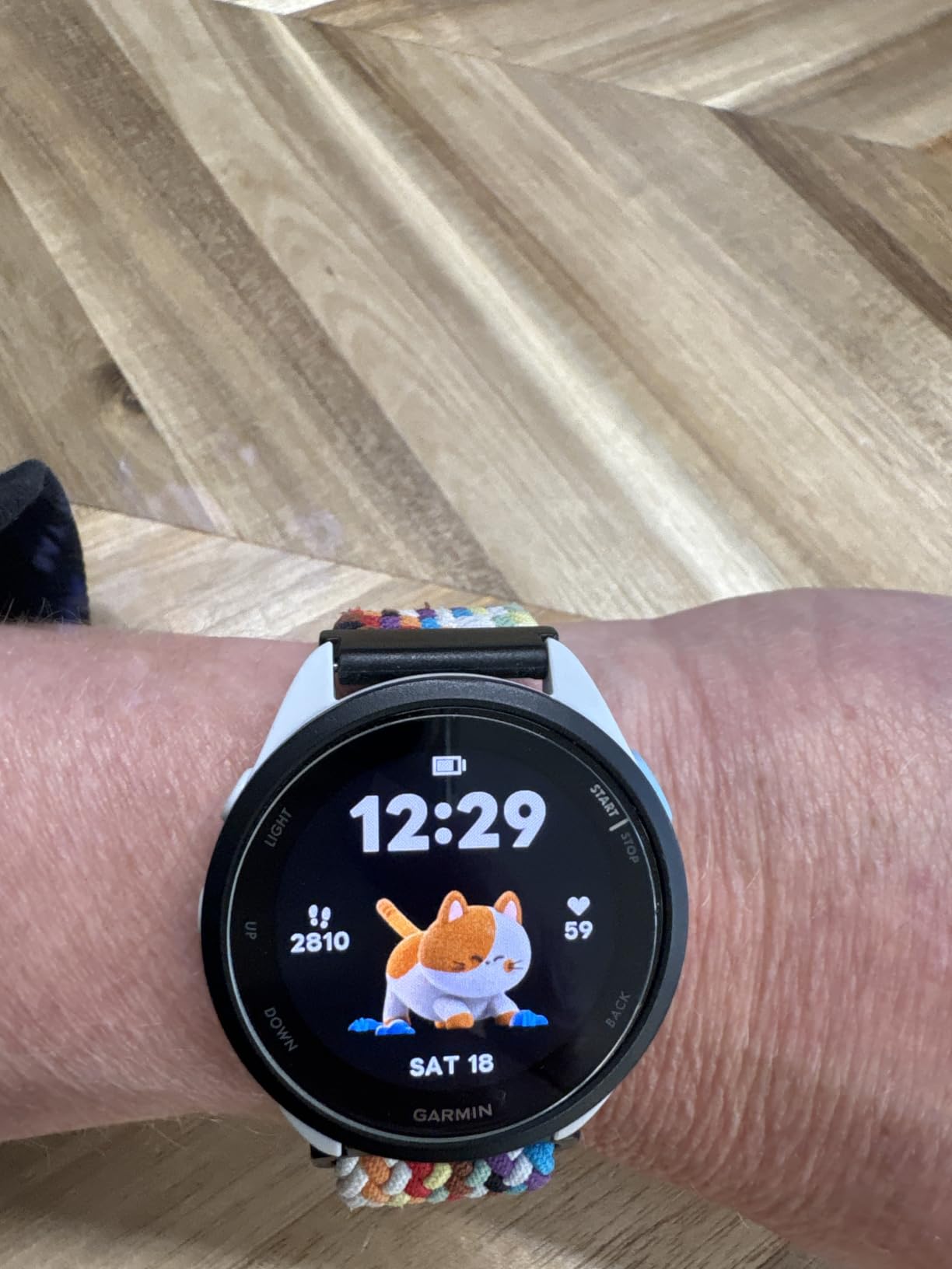 Garmin Forerunner 165, Running Smartwatch, 43mm, Whitestone customer photo 2