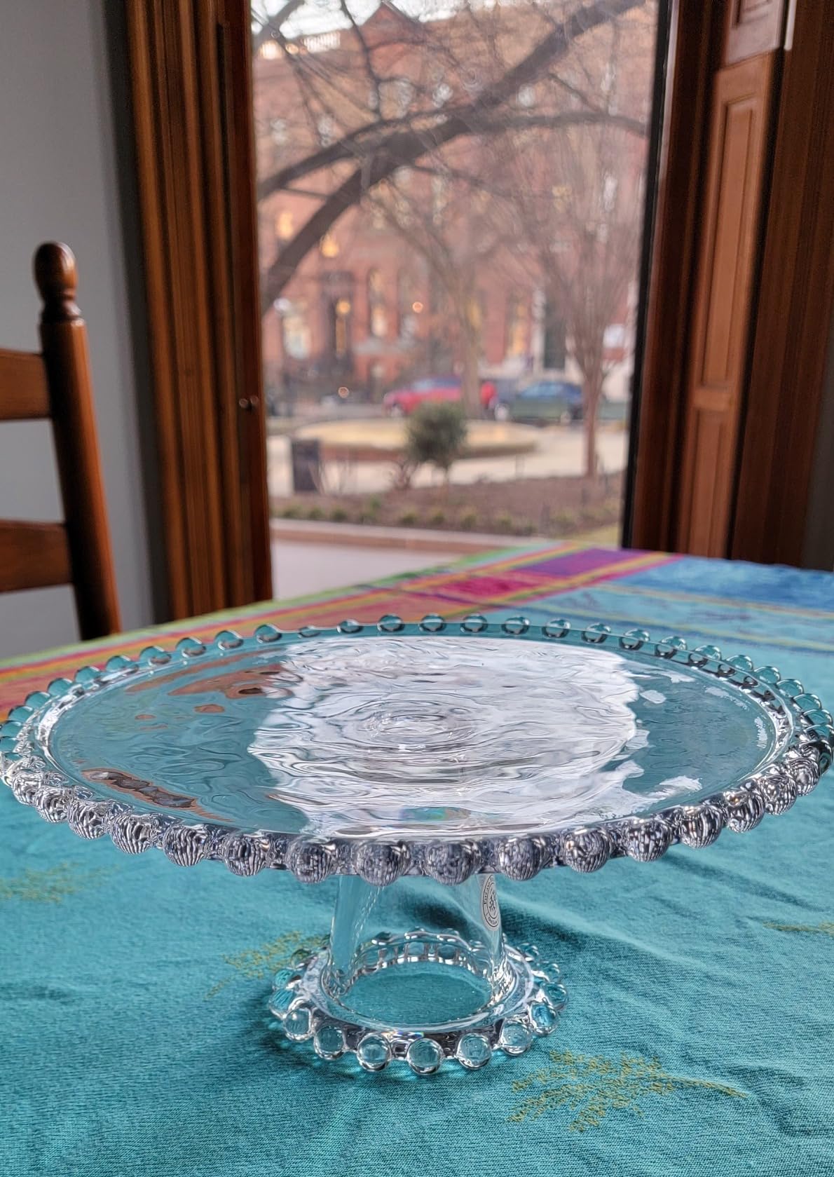 Fitz & Floyd Beaded Large Glass Cake Stand, 10.75 Inch Clear Glass Pedestal Cake Stand for Desserts, Appetizers, and Entertaining customer photo 1